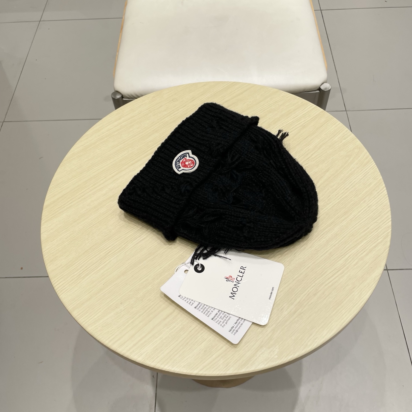 蒙口MONCLER大版破洞针织帽女秋冬韩版圆脸显脸小冷帽高品质网红卷边休闲百搭