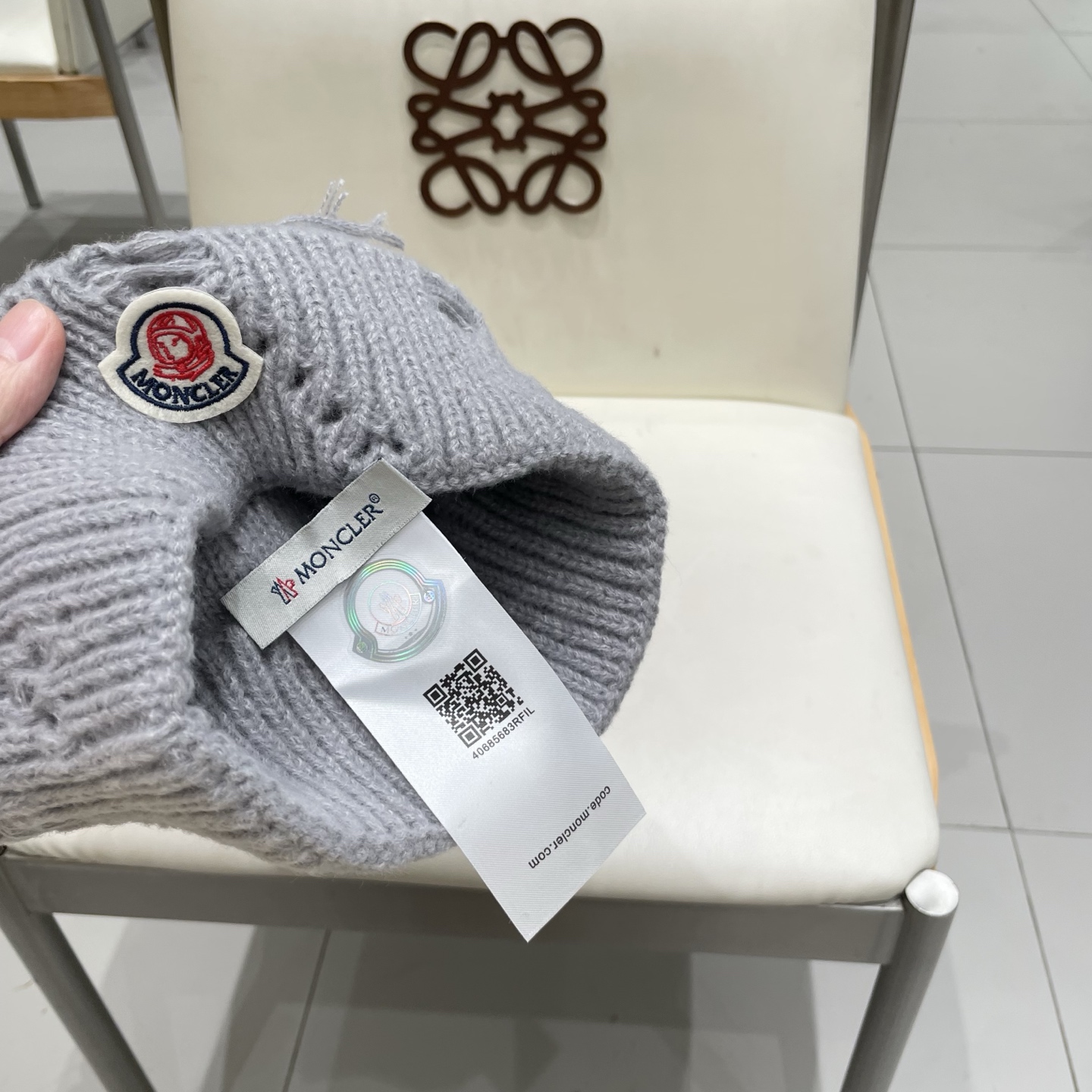 蒙口MONCLER大版破洞针织帽女秋冬韩版圆脸显脸小冷帽高品质网红卷边休闲百搭