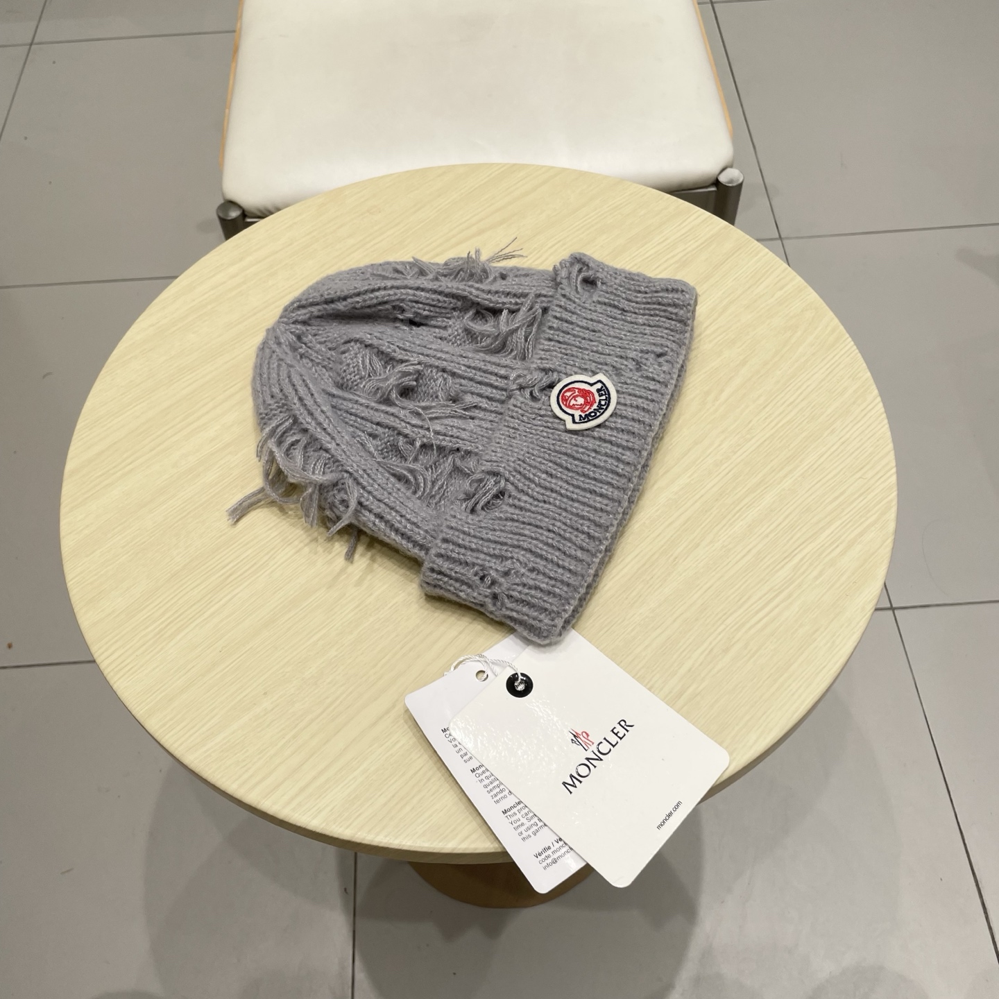 蒙口MONCLER大版破洞针织帽女秋冬韩版圆脸显脸小冷帽高品质网红卷边休闲百搭