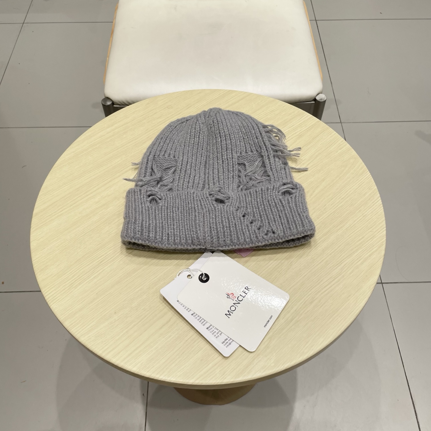 蒙口MONCLER大版破洞针织帽女秋冬韩版圆脸显脸小冷帽高品质网红卷边休闲百搭