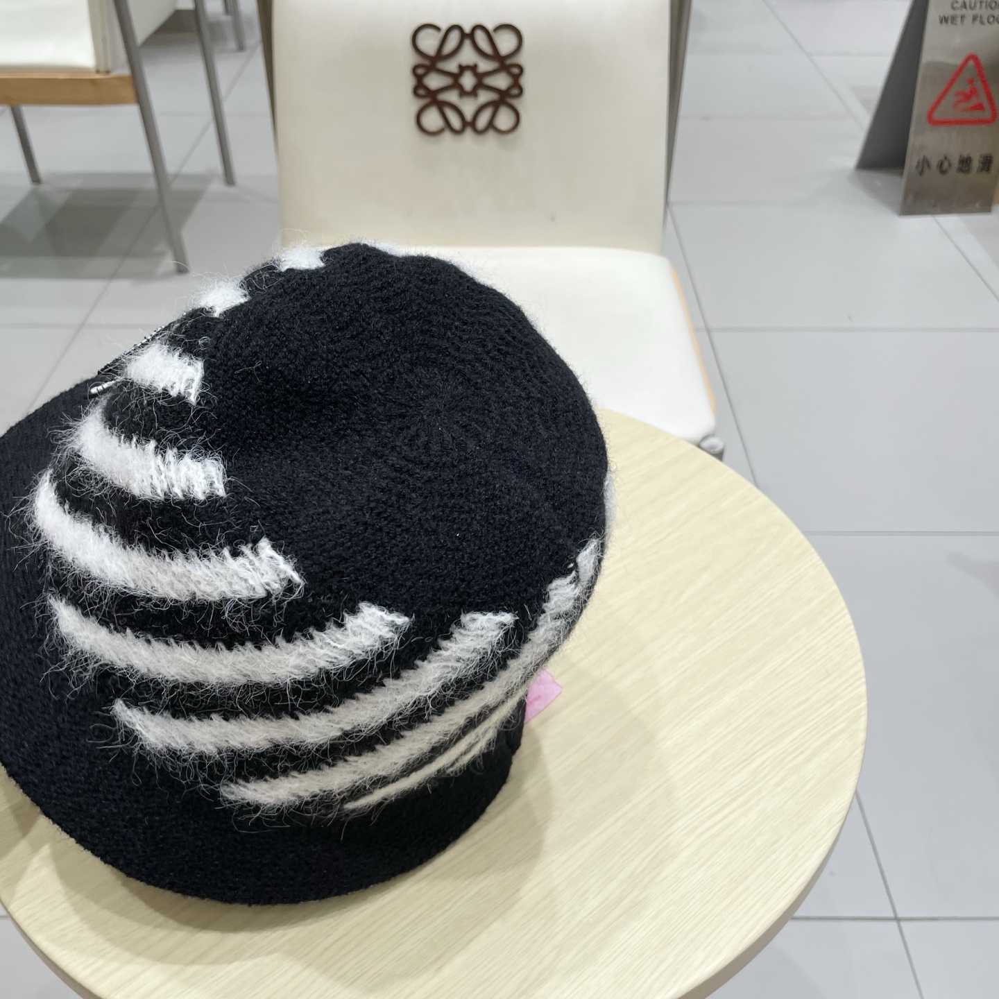 chanel香奈儿素颜遮脸显脸小渔夫帽秋冬保暖百搭混色针织盆帽可折叠水桶帽h