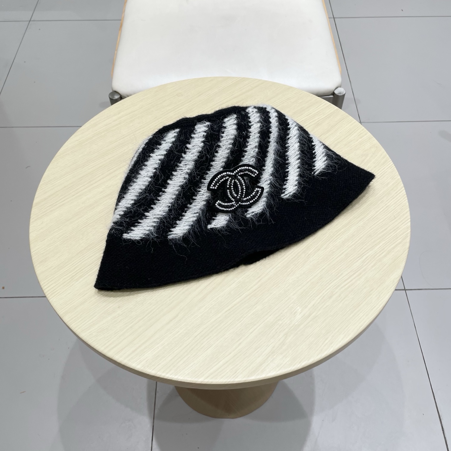 chanel香奈儿素颜遮脸显脸小渔夫帽秋冬保暖百搭混色针织盆帽可折叠水桶帽h