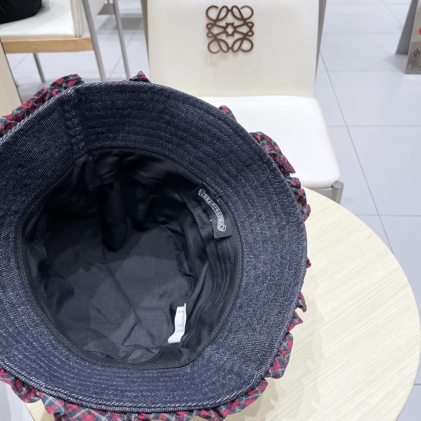 Chrome Hearts经典格纹木耳边牛仔渔夫帽女秋冬防晒太阳帽甜美百搭遮阳盆帽