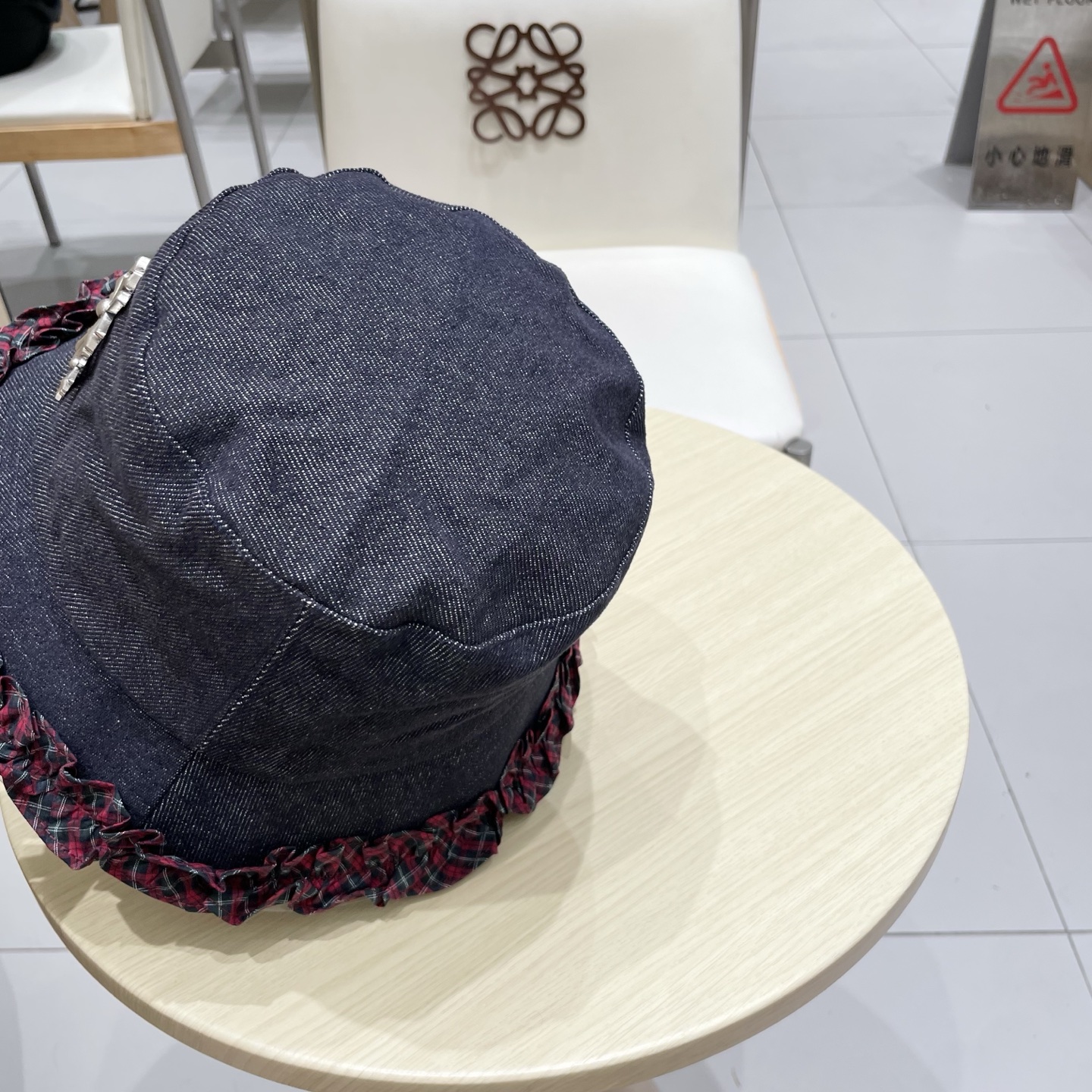 Chrome Hearts经典格纹木耳边牛仔渔夫帽女秋冬防晒太阳帽甜美百搭遮阳盆帽