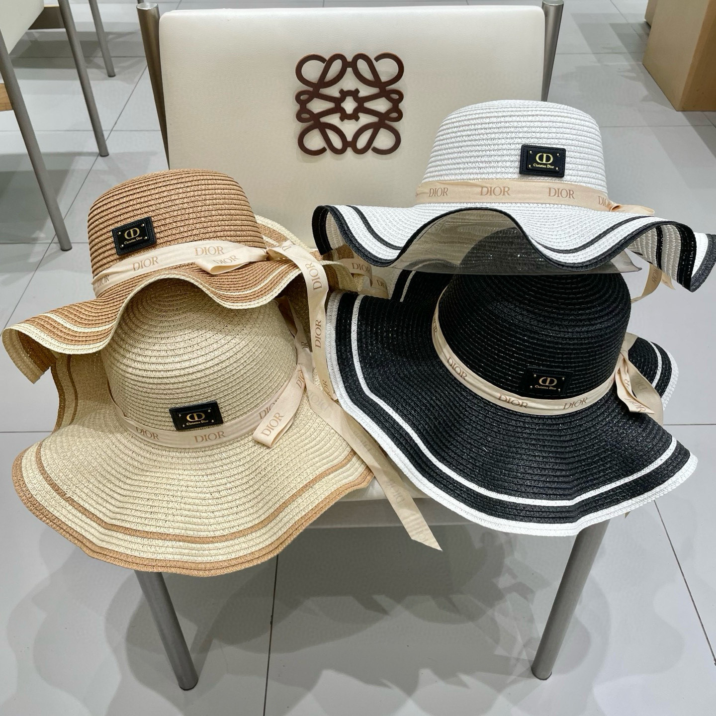  Dior迪奥新款草帽，圆顶礼帽台湾PP草，头围57cm
