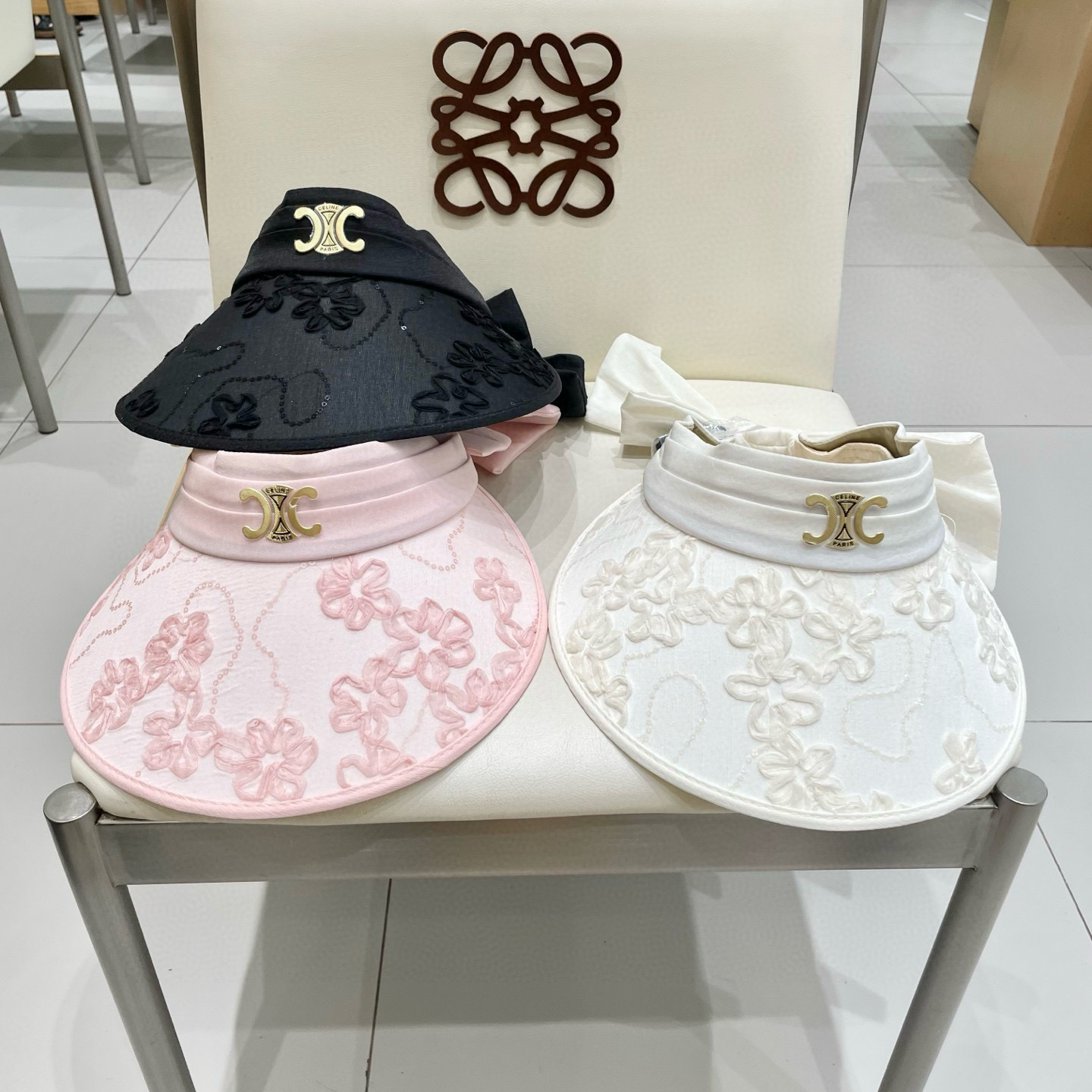  celine塞琳空顶遮阳帽，贝壳帽，发箍 小花朵图案，超级小清新，