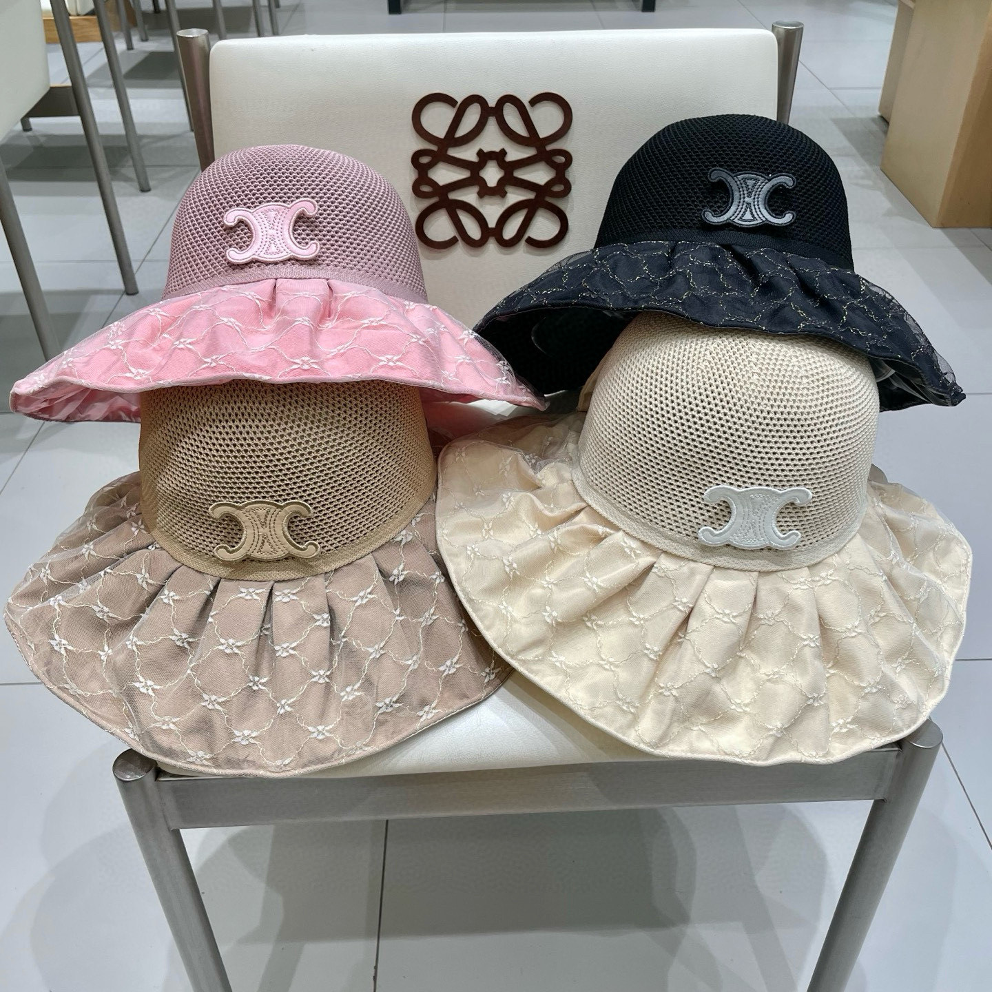  celine塞琳遮阳帽女2025新款彩胶防晒帽透气帽子防紫外线可折叠大沿太阳帽