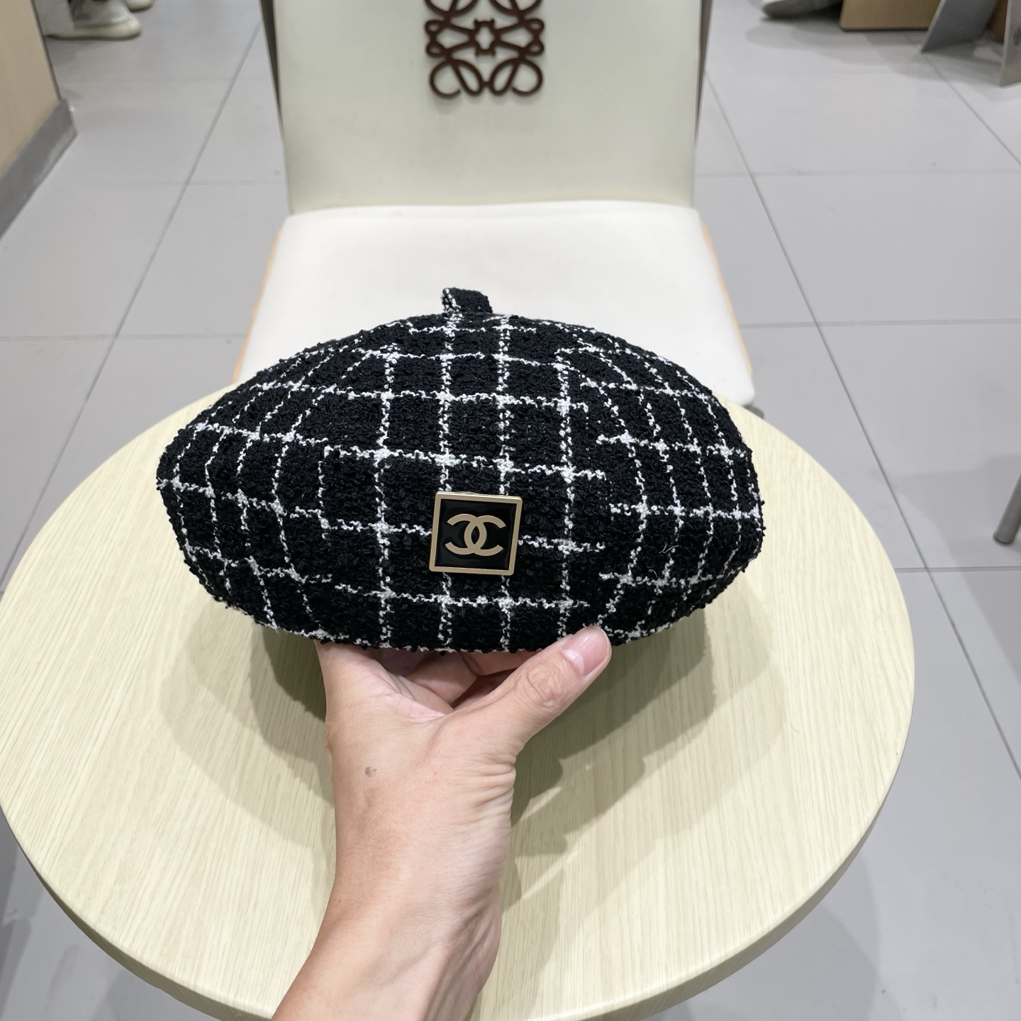 香奈儿chanel百搭撞色条纹小香风显瘦贝雷帽子女秋冬款小众网红减龄南瓜帽时尚