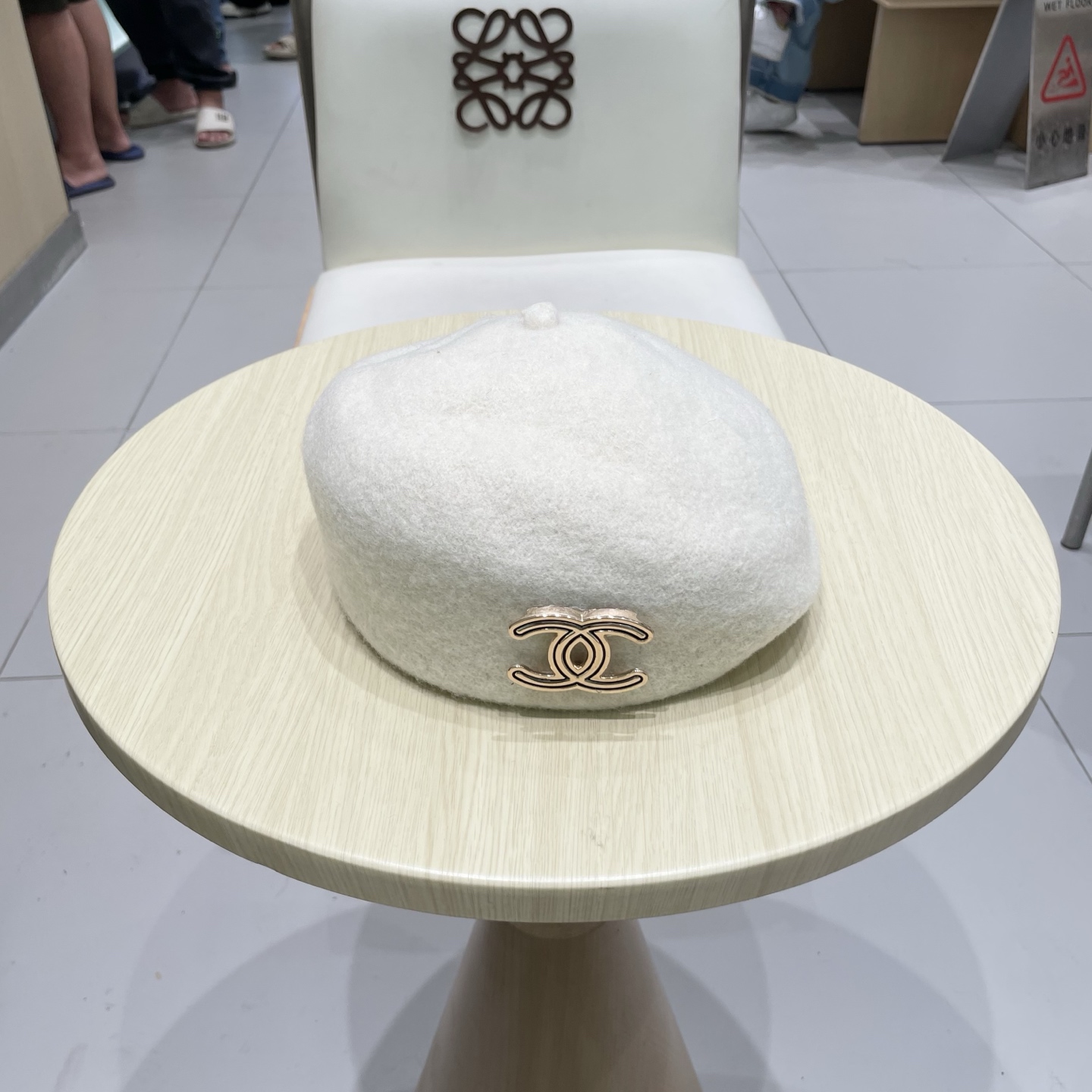  chanel香奈儿2025 法式气质羊毛贝雷帽女秋冬英伦复古洋气毛呢画家帽时尚百搭蓓蕾帽