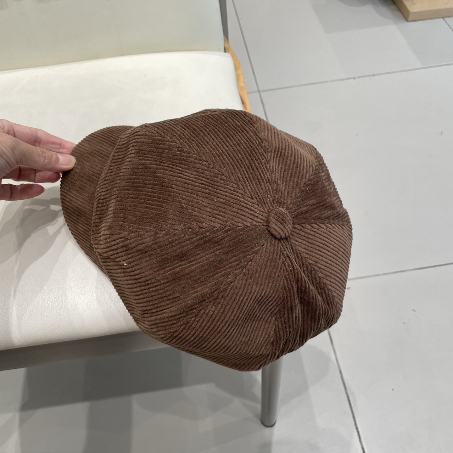  chane香奈儿l秋冬灯芯绒八角帽女复古做旧显脸小贝雷帽保暖画家帽潮