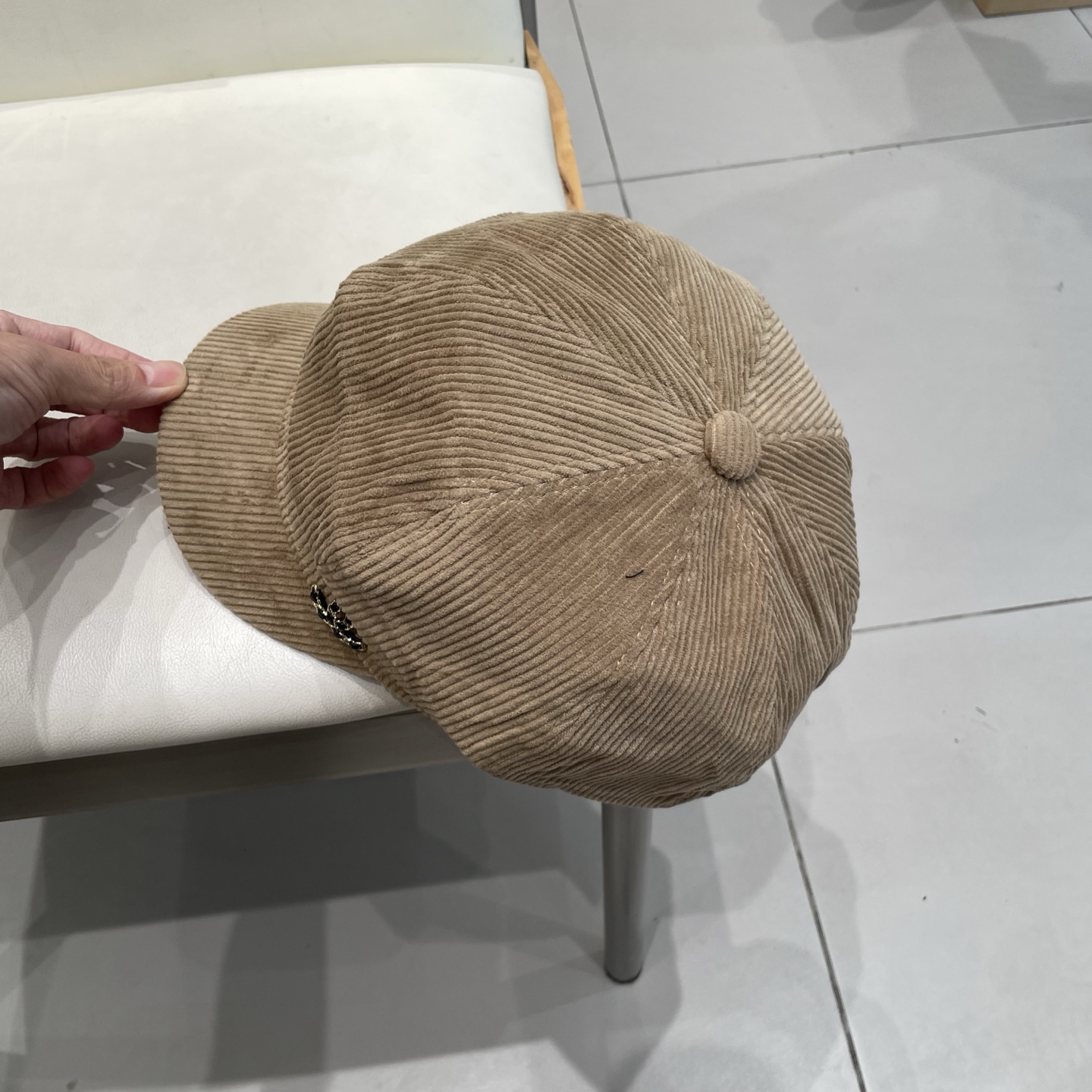  chane香奈儿l秋冬灯芯绒八角帽女复古做旧显脸小贝雷帽保暖画家帽潮