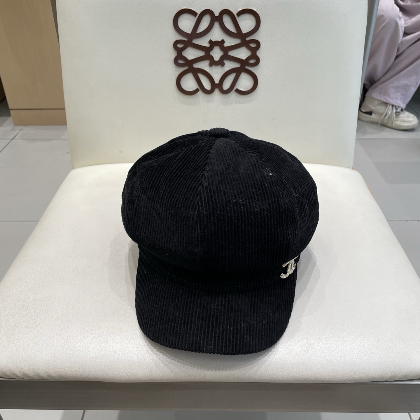  chane香奈儿l秋冬灯芯绒八角帽女复古做旧显脸小贝雷帽保暖画家帽潮