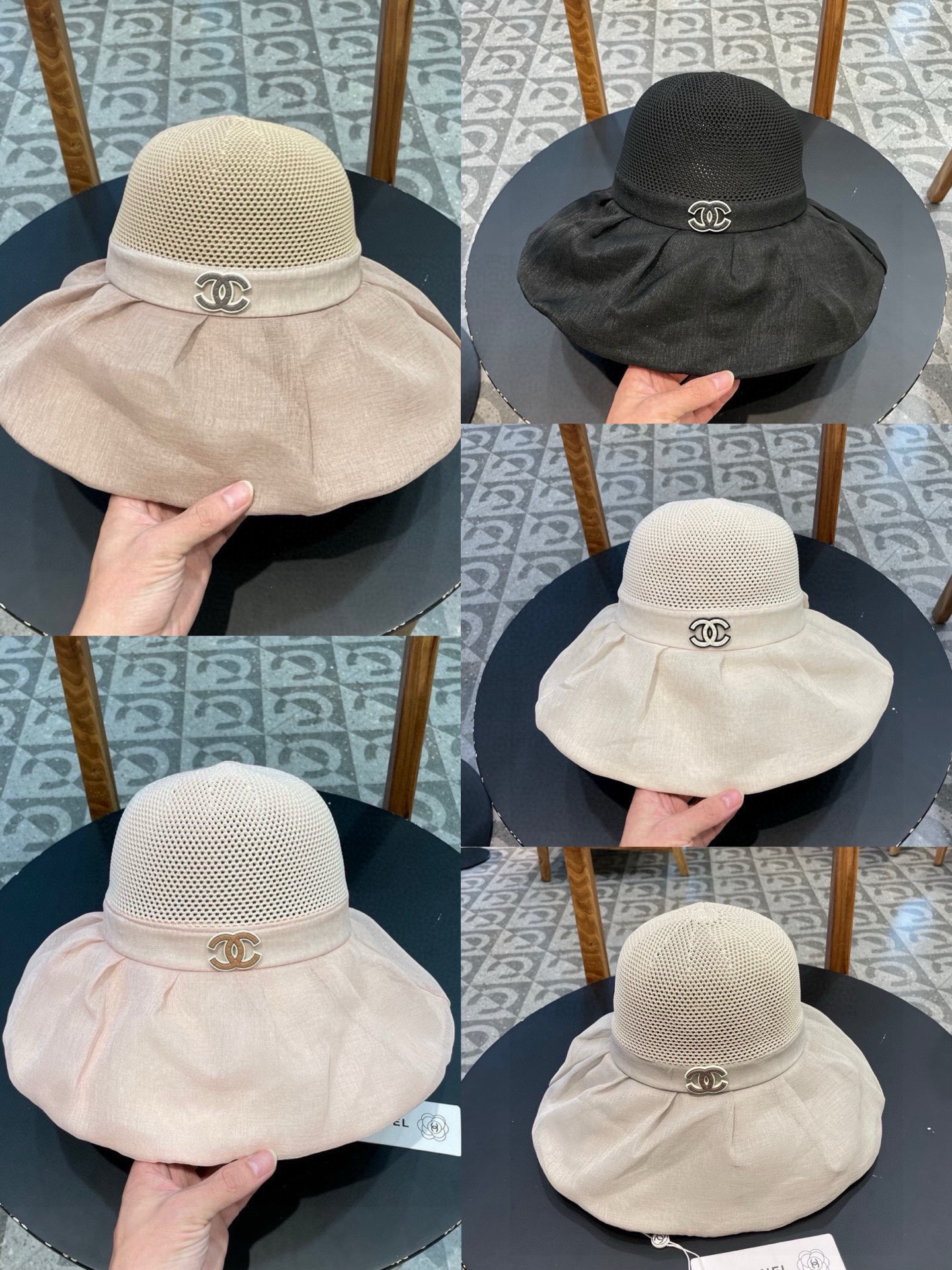 香奈儿Chanel春夏欧根纱大蝴蝶结草帽遮阳帽女可折叠蝴蝶结优雅出游度假渔夫帽