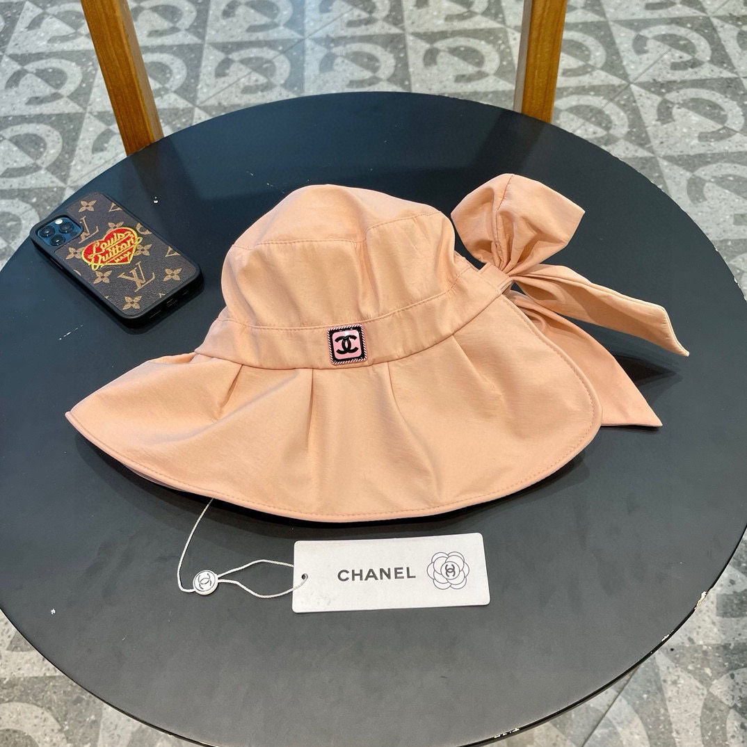  香奈儿Chanel蝴蝶结渔夫帽女年春夏新款帽子防晒遮阳大头围显脸小