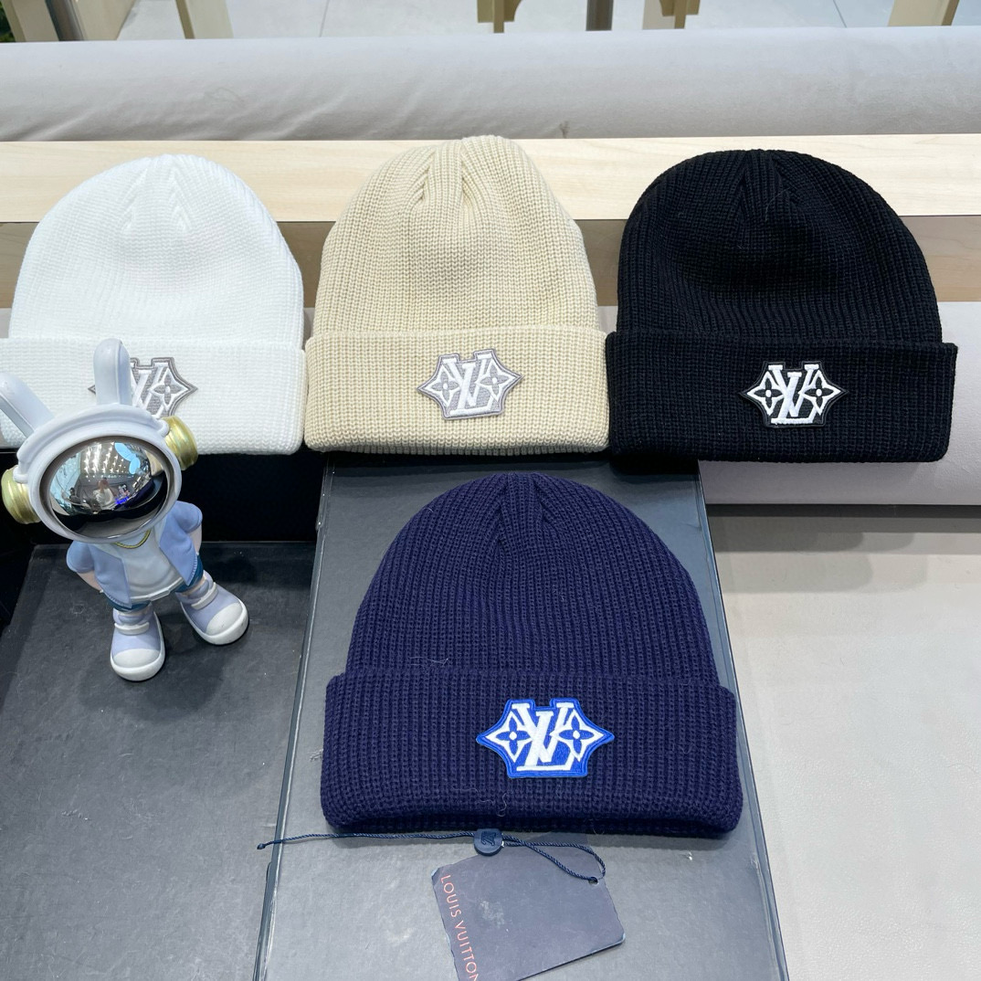  lv路易威登纯色基础款针织帽男韩版休闲百搭学生情侣冷帽女秋冬保暖毛线帽子