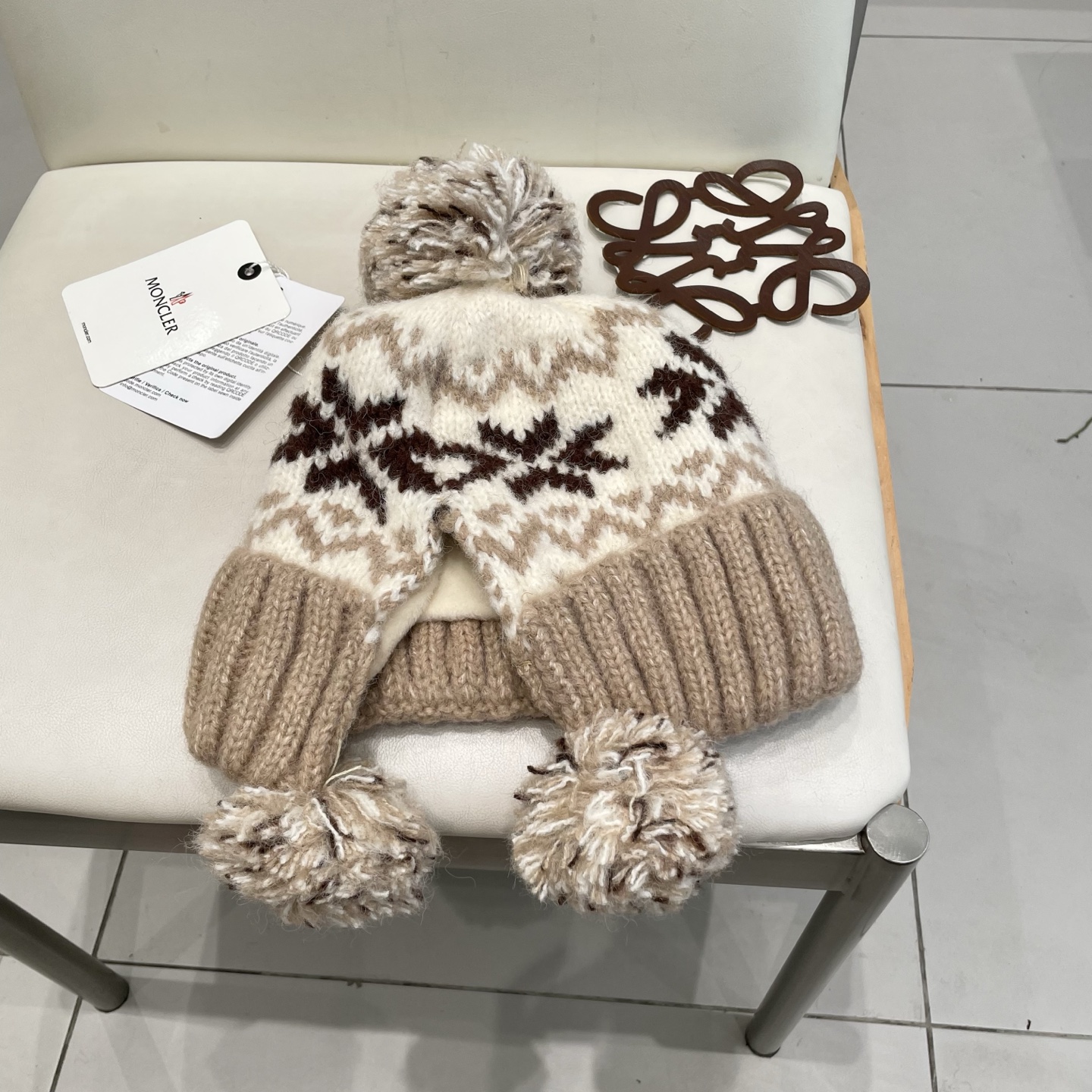 Moncler蒙口女秋冬季加绒加厚针织帽保暖护耳冷帽2025新款包头毛线帽