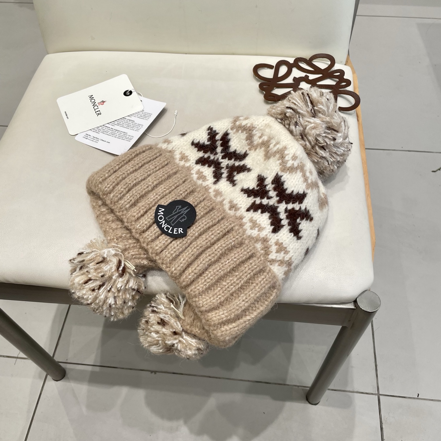 Moncler蒙口女秋冬季加绒加厚针织帽保暖护耳冷帽2025新款包头毛线帽