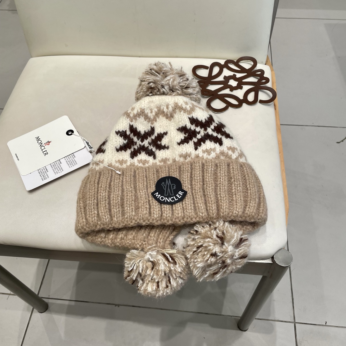 Moncler蒙口女秋冬季加绒加厚针织帽保暖护耳冷帽2025新款包头毛线帽