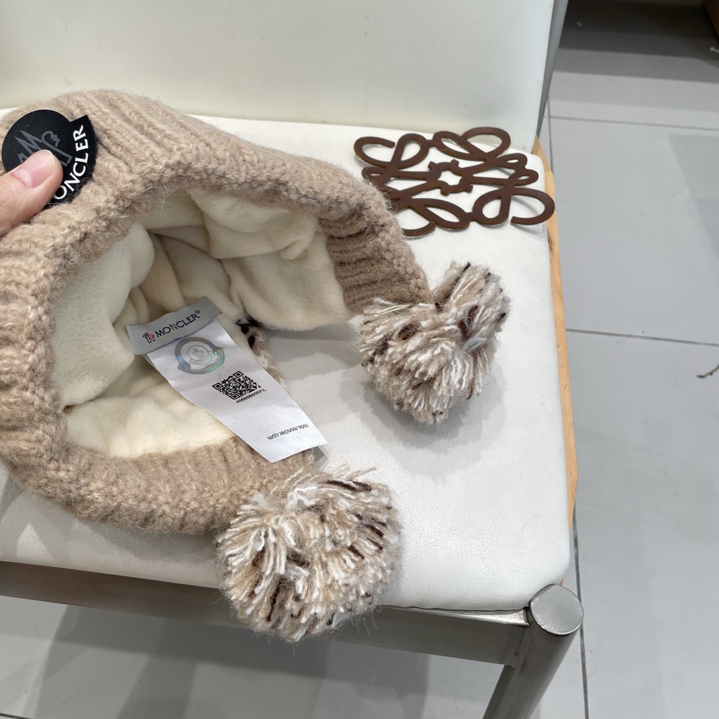 Moncler蒙口女秋冬季加绒加厚针织帽保暖护耳冷帽2025新款包头毛线帽