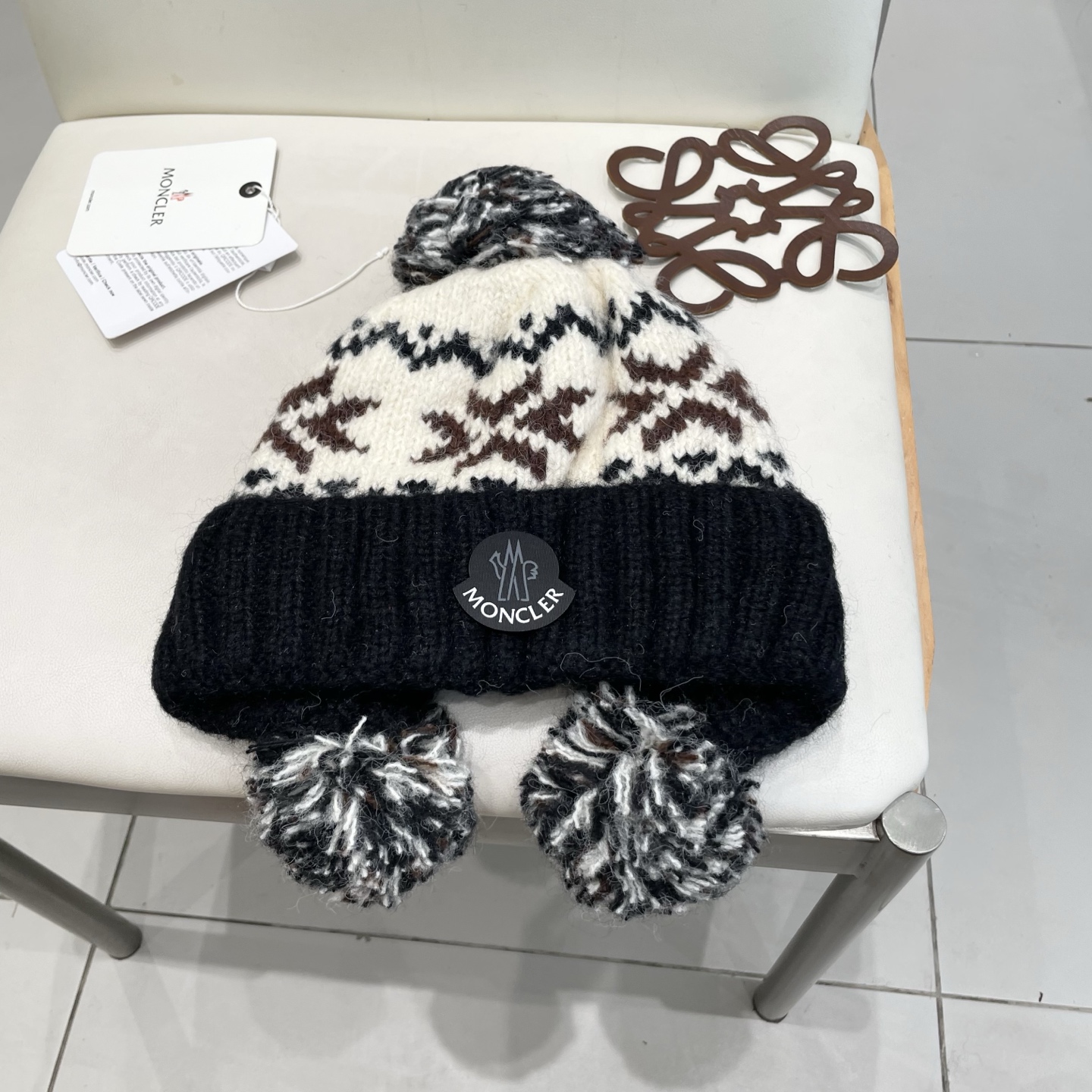 Moncler蒙口女秋冬季加绒加厚针织帽保暖护耳冷帽2025新款包头毛线帽