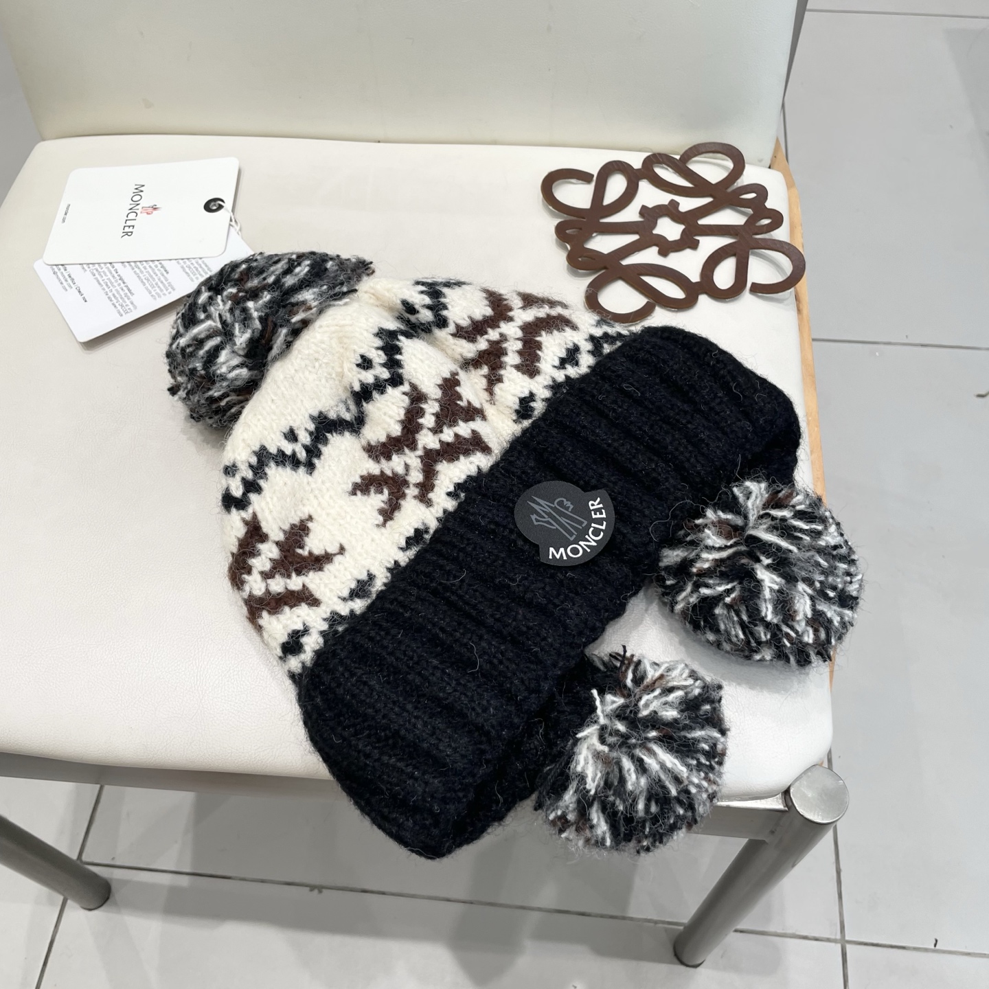 Moncler蒙口女秋冬季加绒加厚针织帽保暖护耳冷帽2025新款包头毛线帽