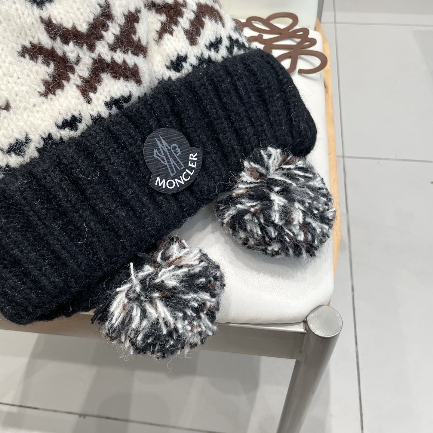 Moncler蒙口女秋冬季加绒加厚针织帽保暖护耳冷帽2025新款包头毛线帽