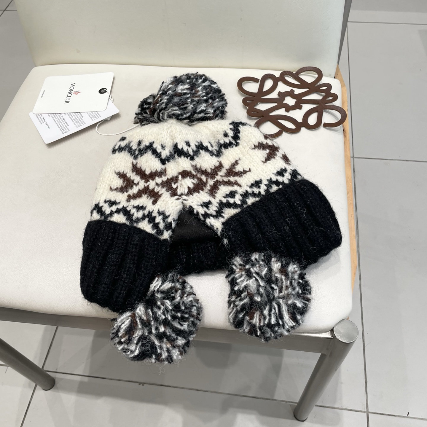 Moncler蒙口女秋冬季加绒加厚针织帽保暖护耳冷帽2025新款包头毛线帽