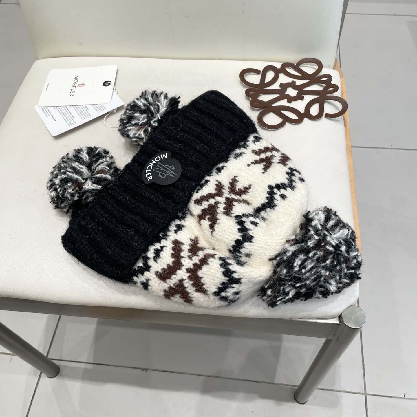 Moncler蒙口女秋冬季加绒加厚针织帽保暖护耳冷帽2025新款包头毛线帽