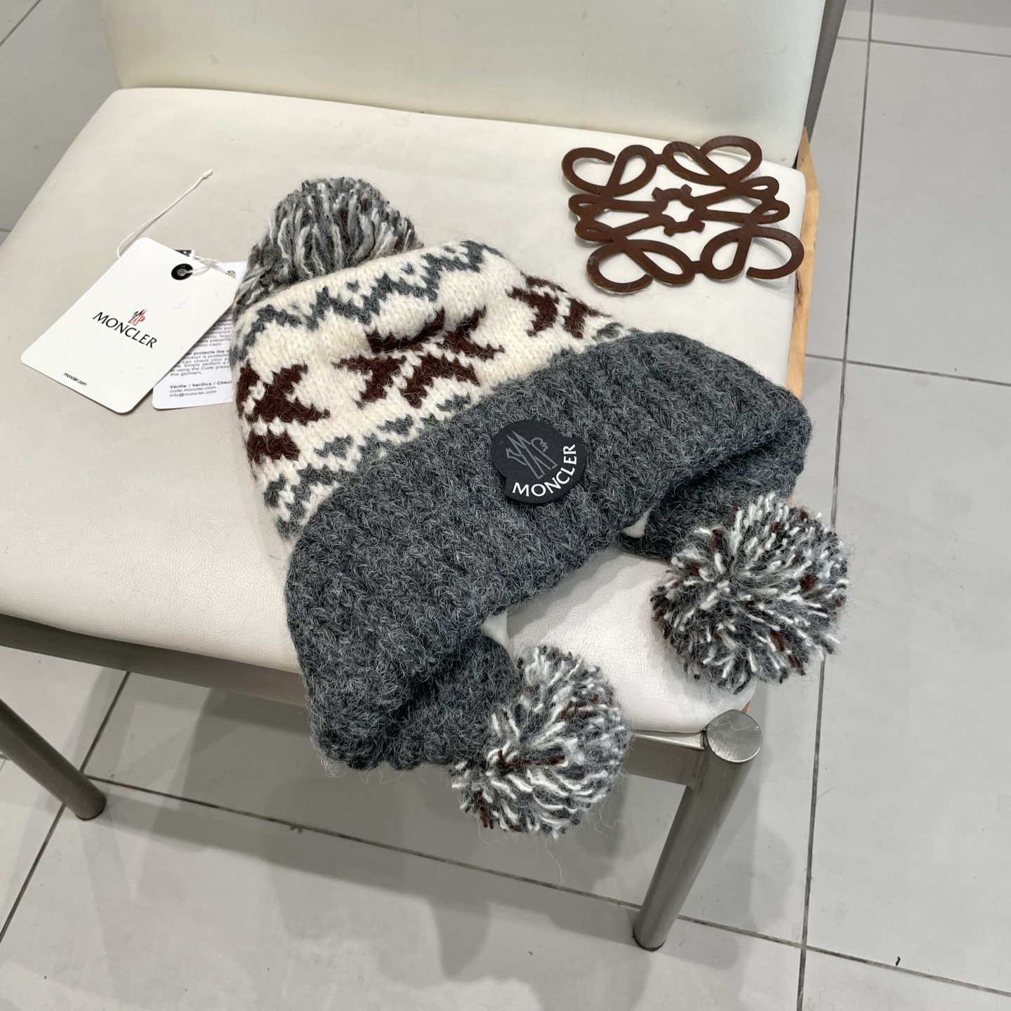 Moncler蒙口女秋冬季加绒加厚针织帽保暖护耳冷帽2025新款包头毛线帽