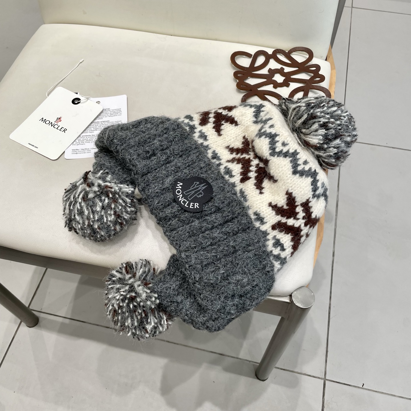 Moncler蒙口女秋冬季加绒加厚针织帽保暖护耳冷帽2025新款包头毛线帽