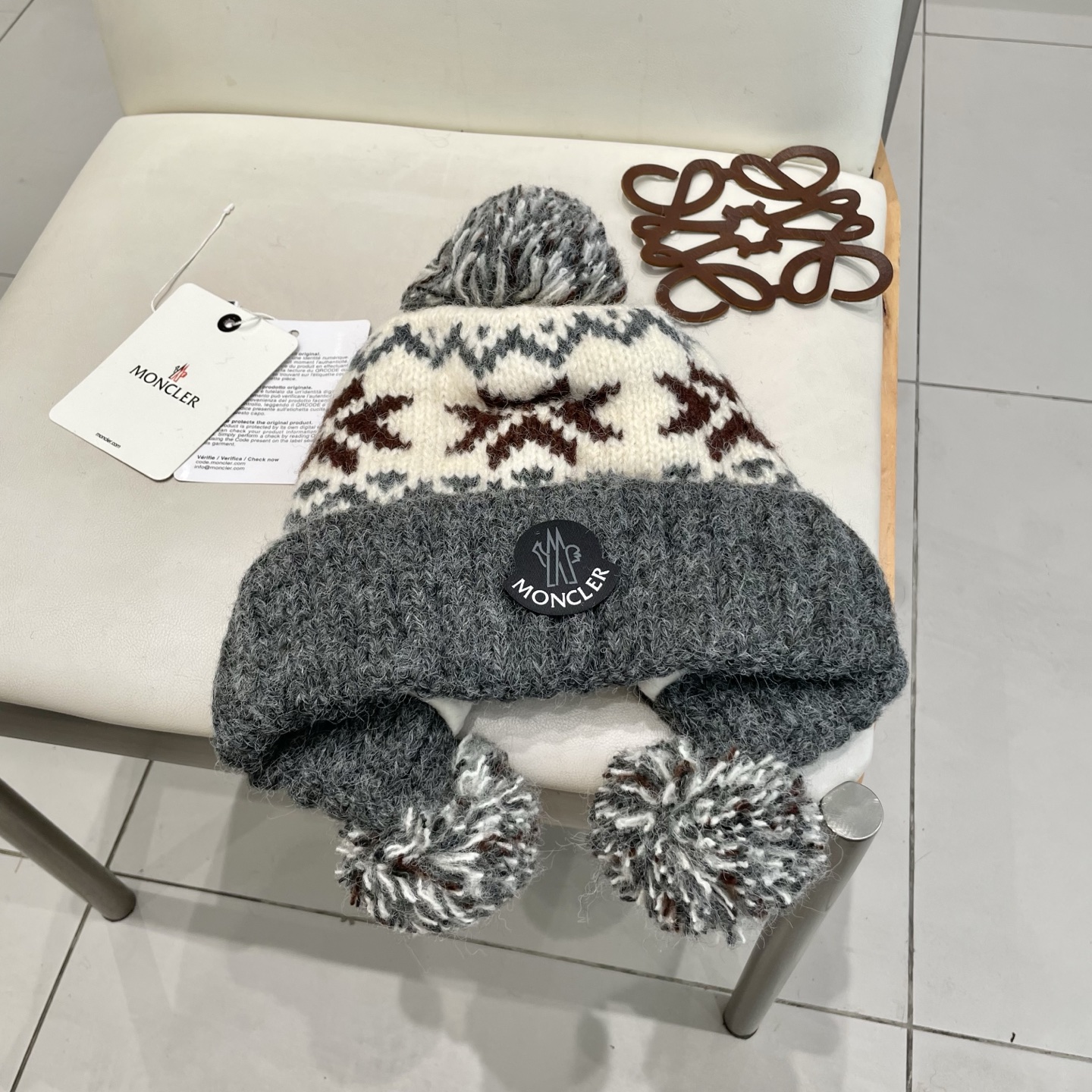 Moncler蒙口女秋冬季加绒加厚针织帽保暖护耳冷帽2025新款包头毛线帽