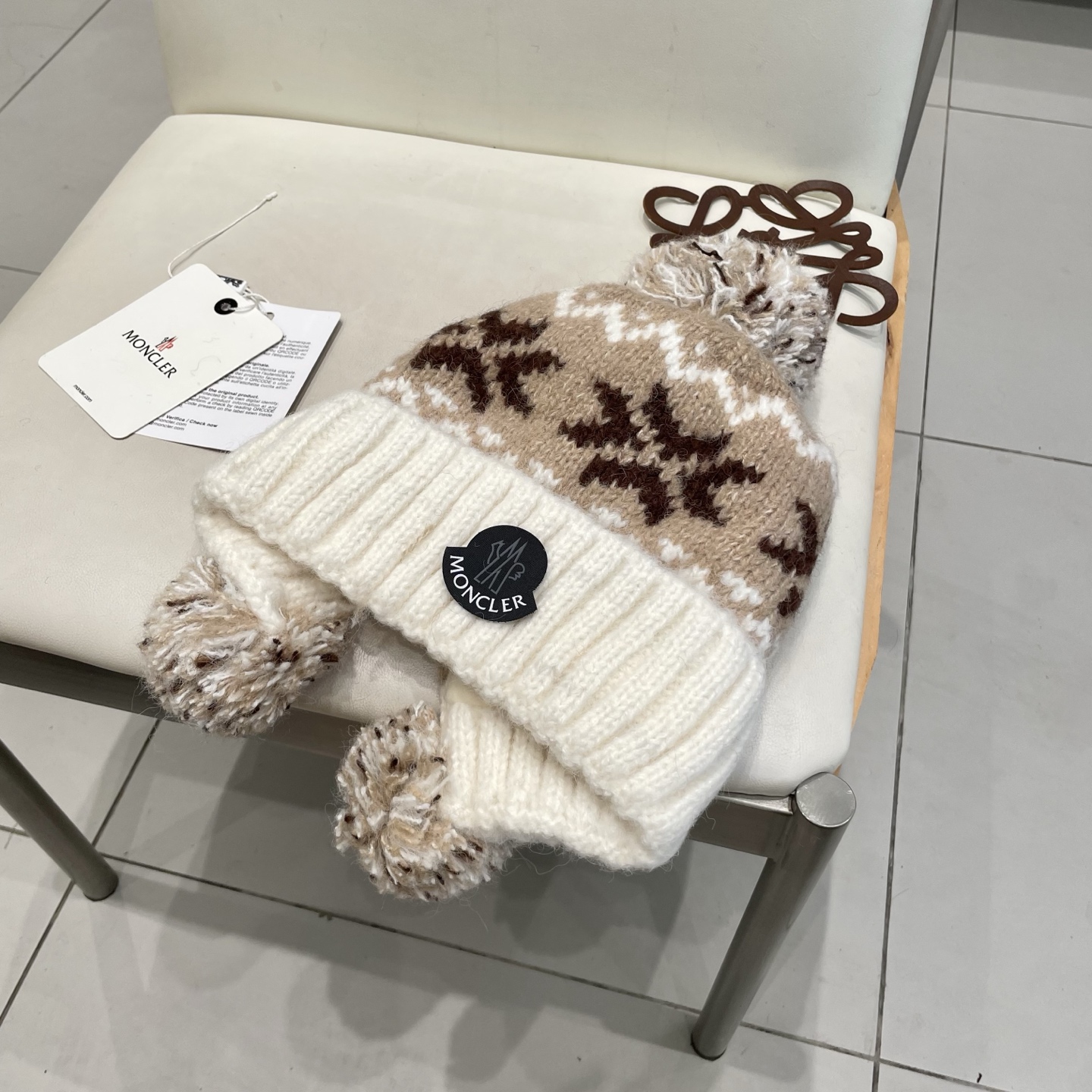 Moncler蒙口女秋冬季加绒加厚针织帽保暖护耳冷帽2025新款包头毛线帽