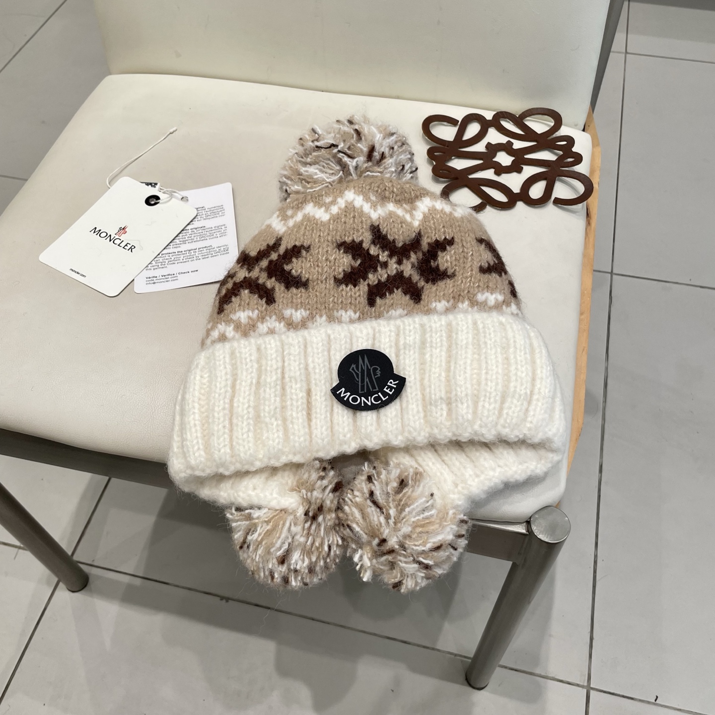 Moncler蒙口女秋冬季加绒加厚针织帽保暖护耳冷帽2025新款包头毛线帽