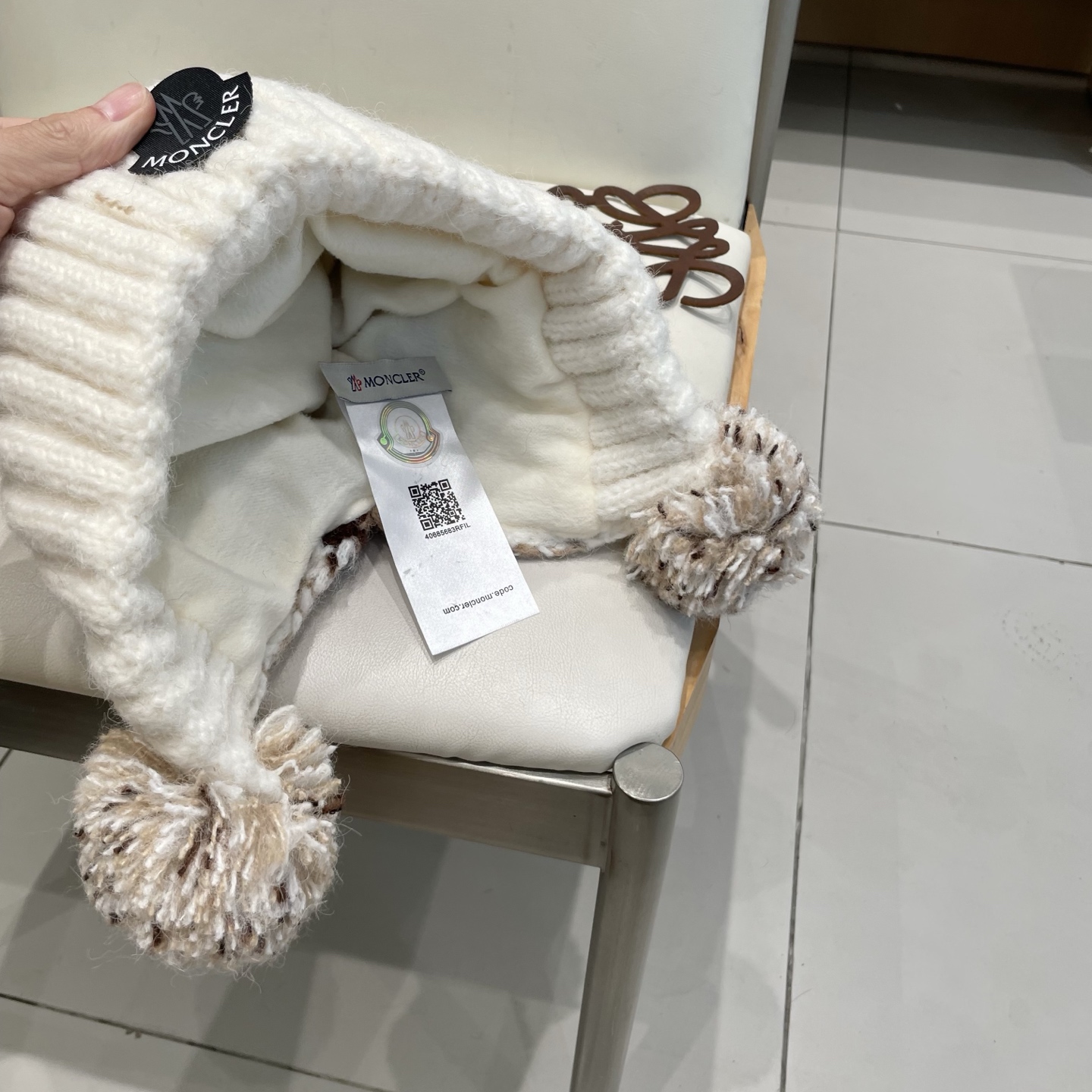 Moncler蒙口女秋冬季加绒加厚针织帽保暖护耳冷帽2025新款包头毛线帽