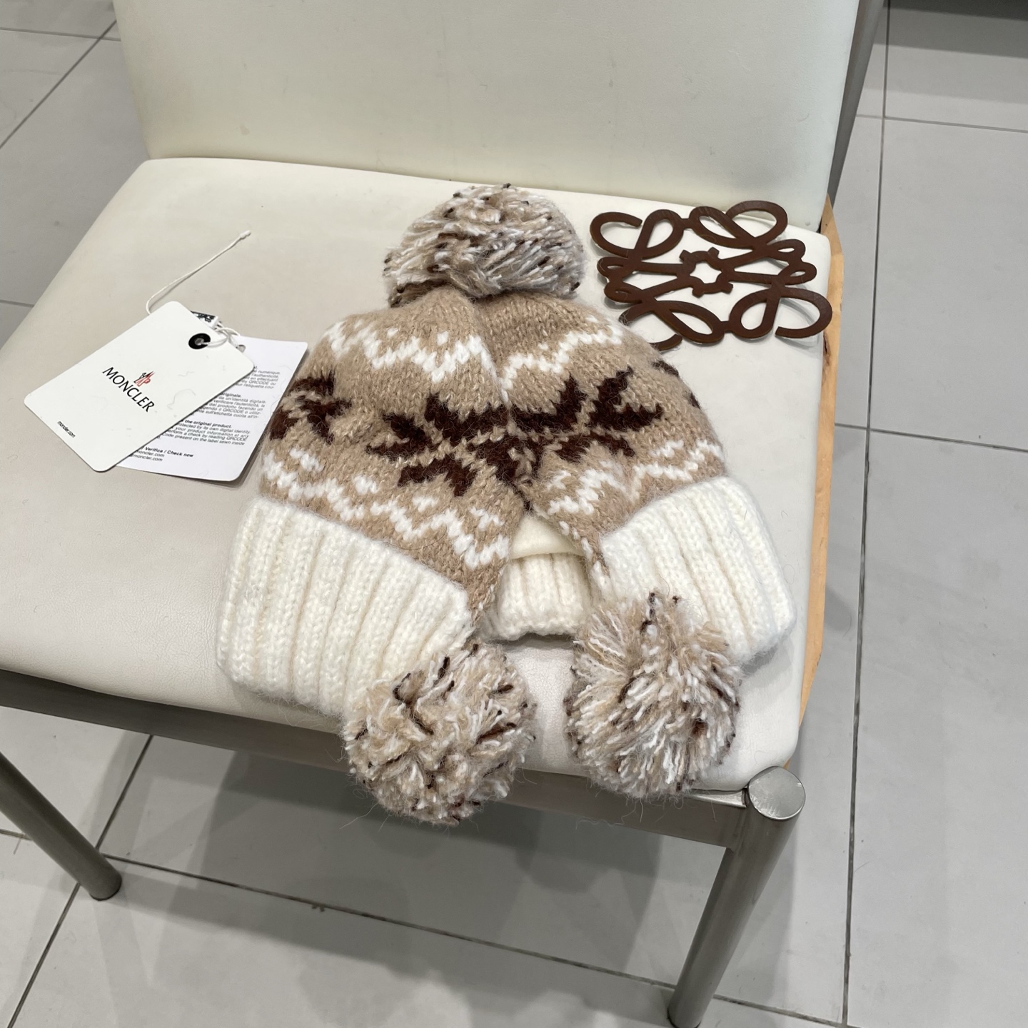 Moncler蒙口女秋冬季加绒加厚针织帽保暖护耳冷帽2025新款包头毛线帽