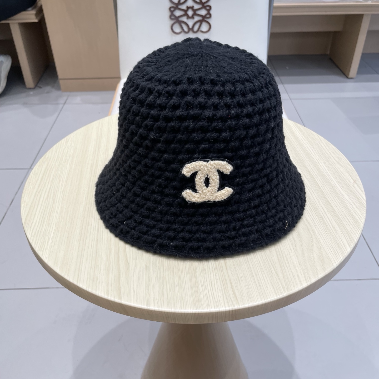 chanel香奈儿保暖米素颜女春夏帽格纹小水桶针织色潮渔夫帽子日系显脸盆帽遮脸