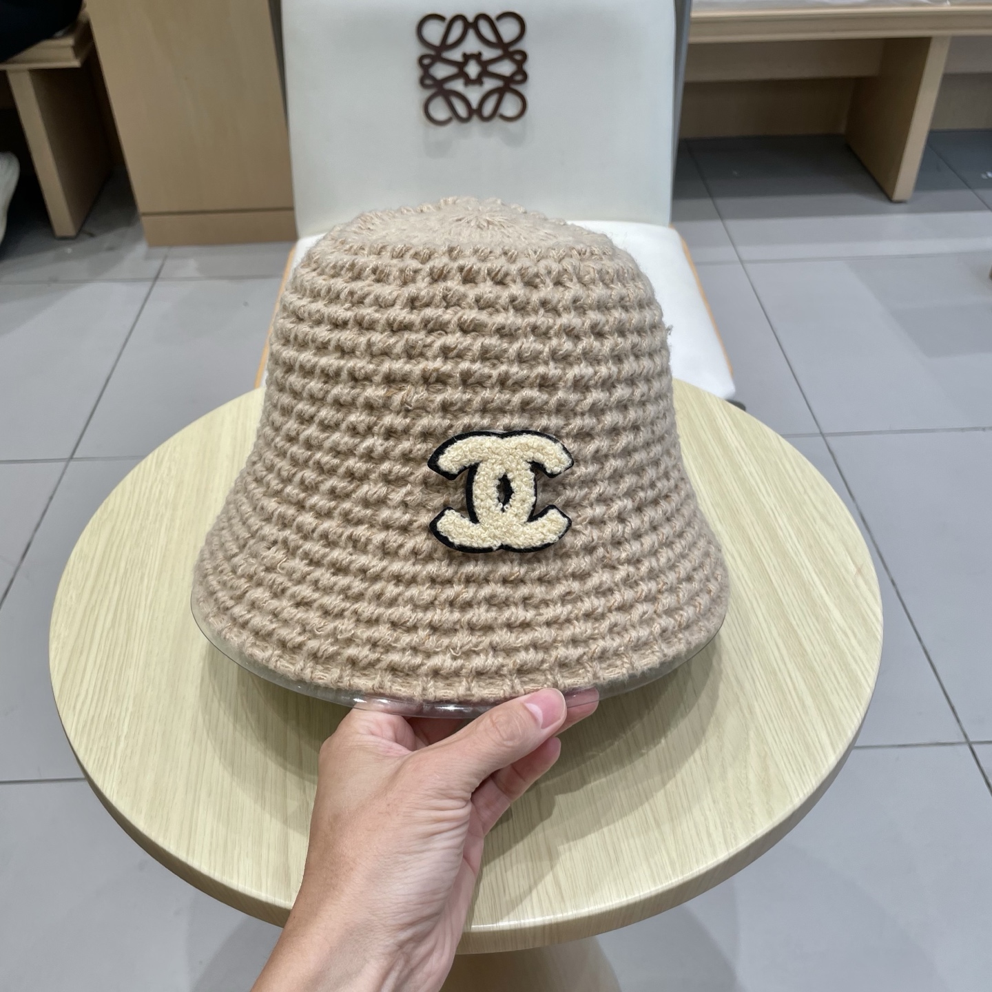 chanel香奈儿保暖米素颜女春夏帽格纹小水桶针织色潮渔夫帽子日系显脸盆帽遮脸