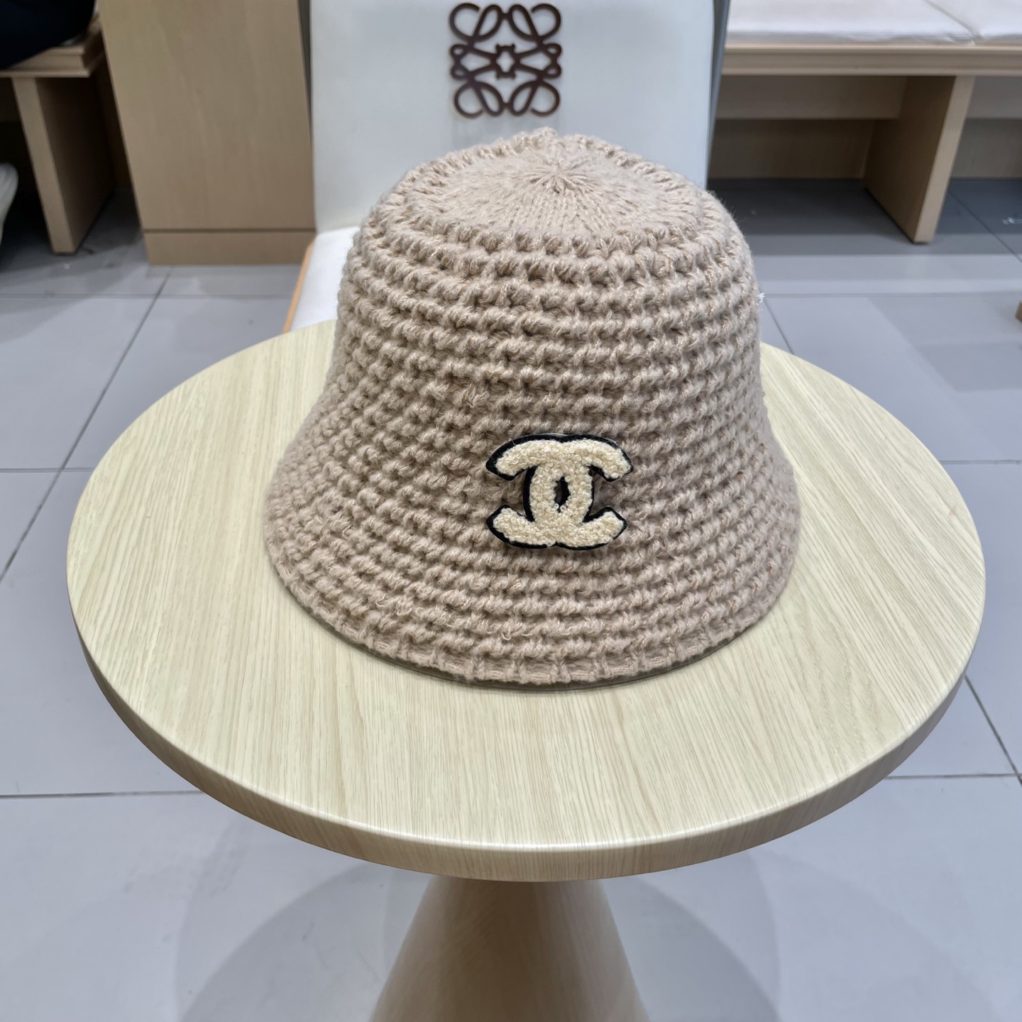 chanel香奈儿保暖米素颜女春夏帽格纹小水桶针织色潮渔夫帽子日系显脸盆帽遮脸