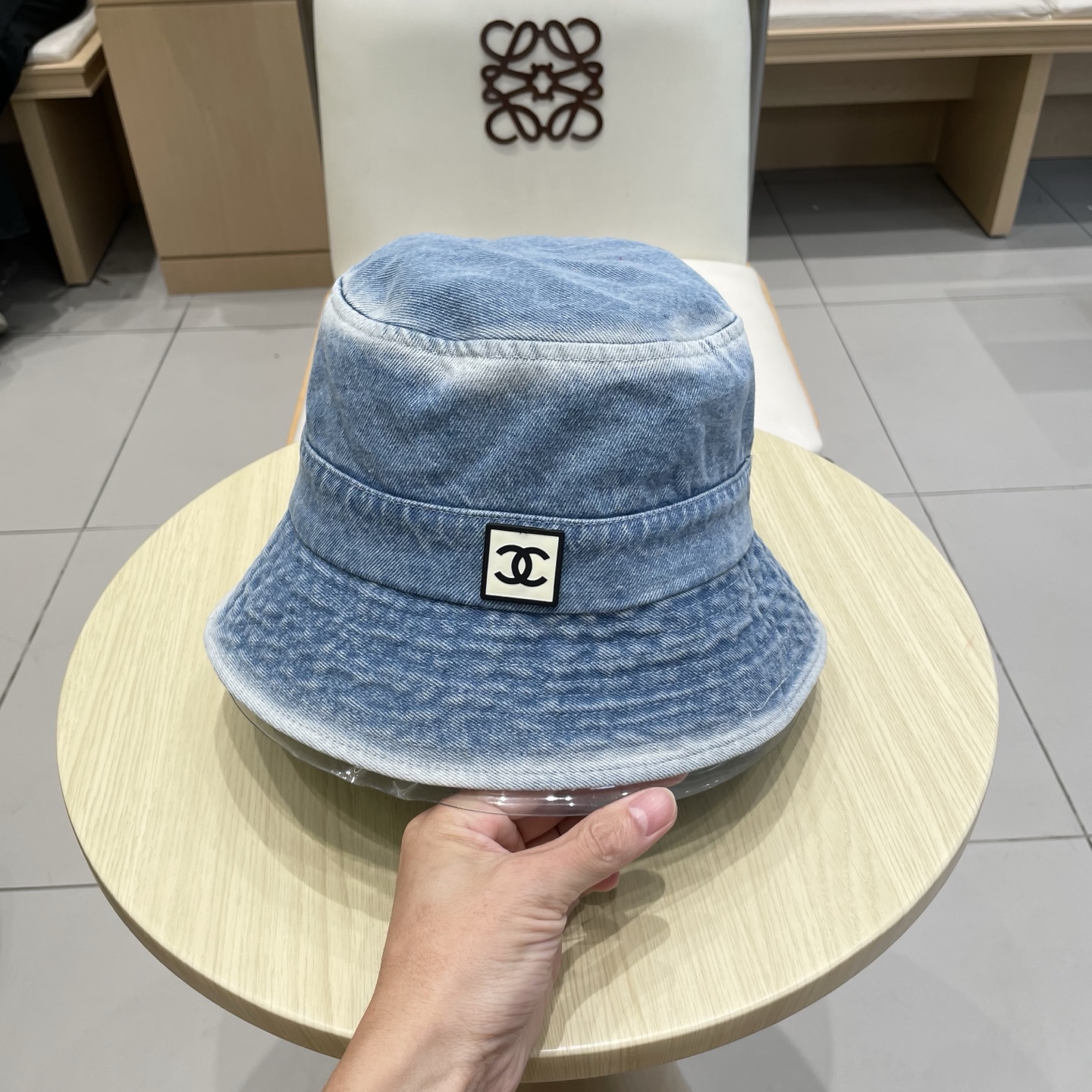 chanel香奈儿秋款水洗渐变色牛仔布渔夫帽子男女日系复古简约遮阳防晒素颜牛仔盆帽