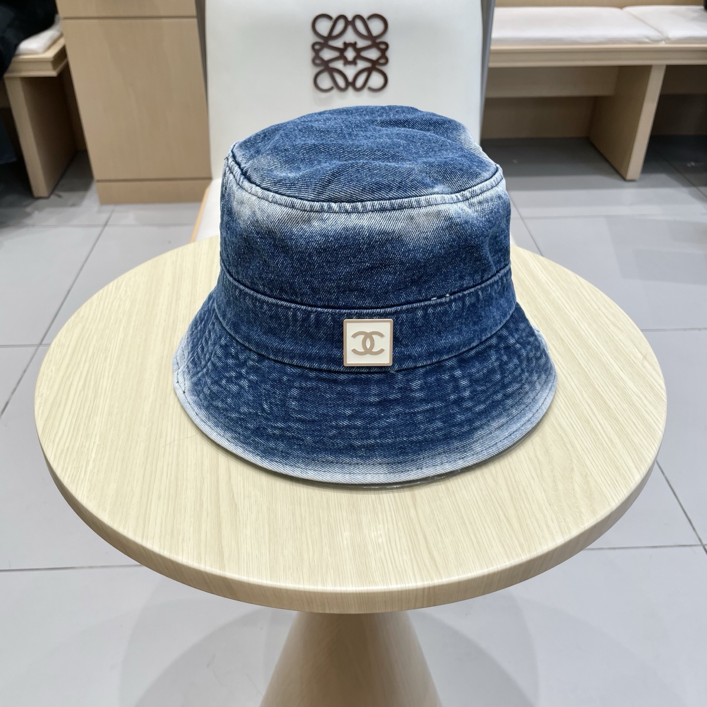 chanel香奈儿秋款水洗渐变色牛仔布渔夫帽子男女日系复古简约遮阳防晒素颜牛仔盆帽