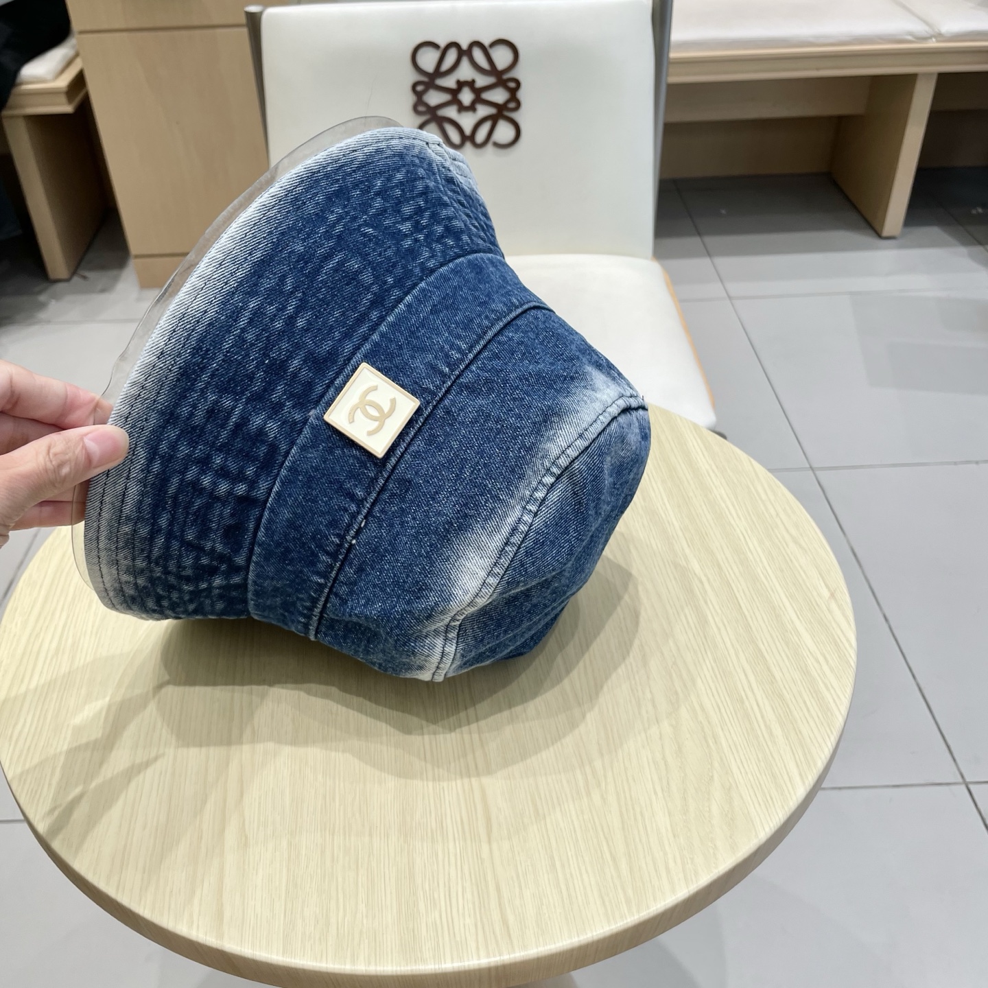 chanel香奈儿秋款水洗渐变色牛仔布渔夫帽子男女日系复古简约遮阳防晒素颜牛仔盆帽