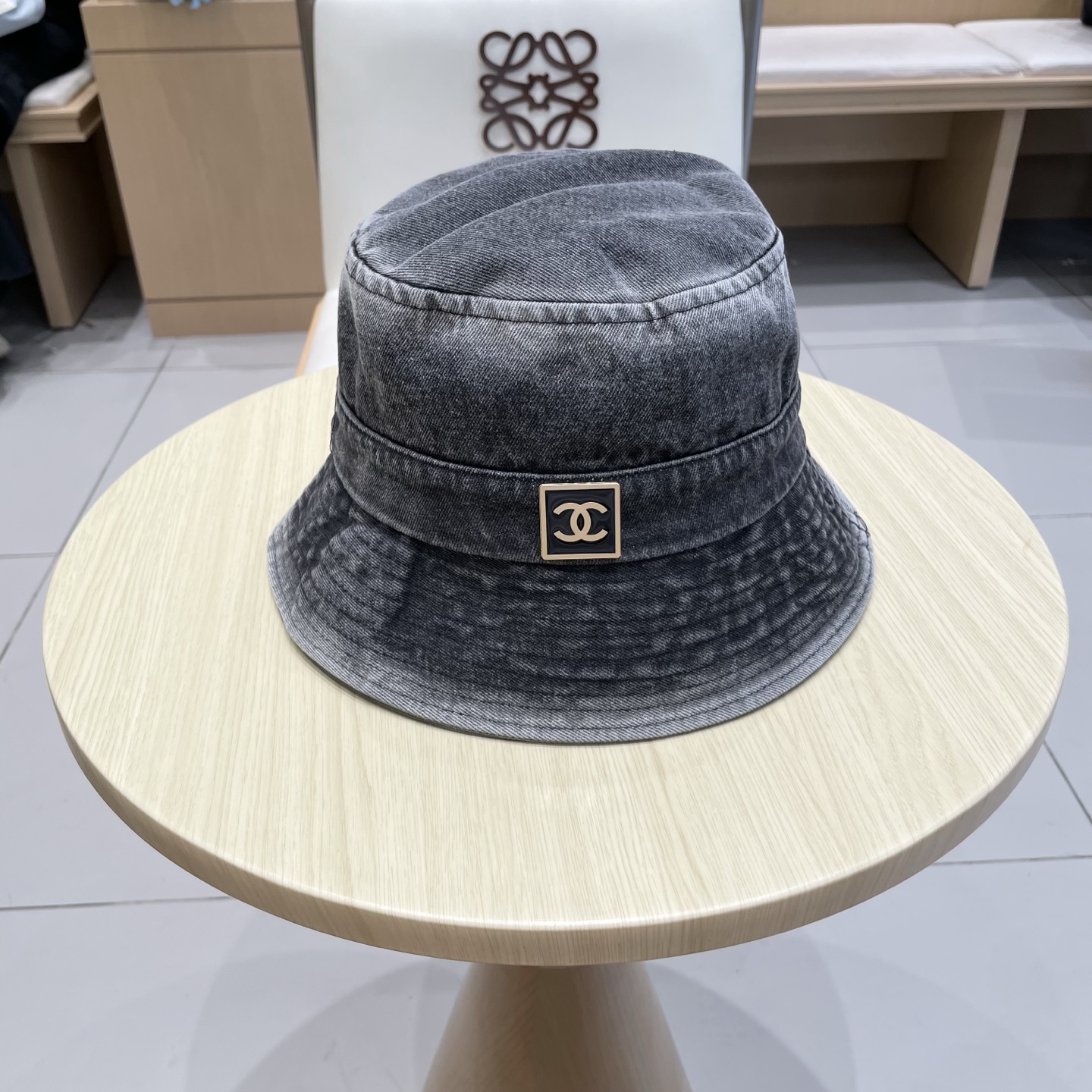 chanel香奈儿秋款水洗渐变色牛仔布渔夫帽子男女日系复古简约遮阳防晒素颜牛仔盆帽