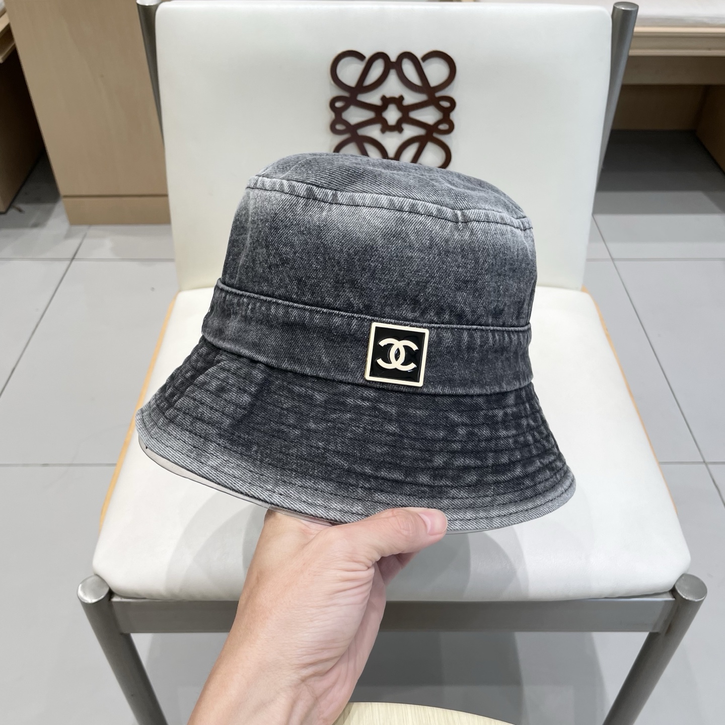chanel香奈儿秋款水洗渐变色牛仔布渔夫帽子男女日系复古简约遮阳防晒素颜牛仔盆帽