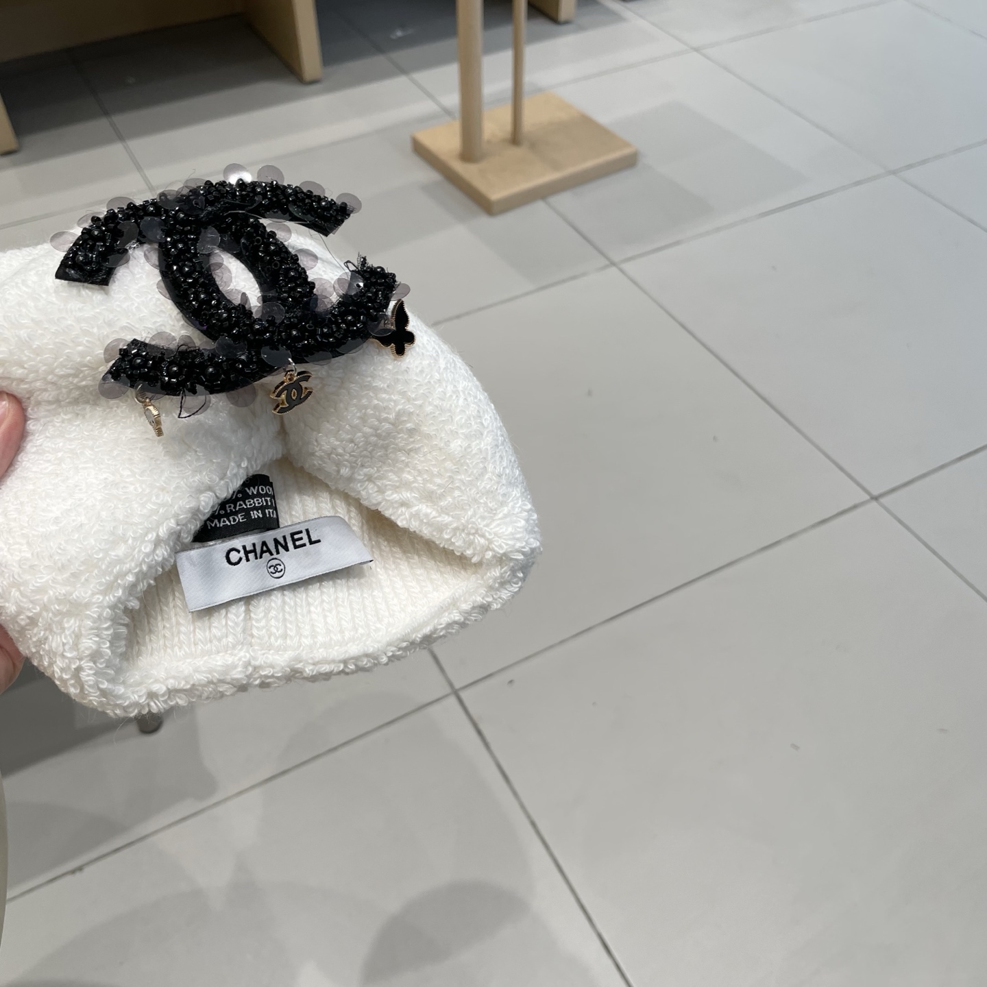  chanel香奈儿高品质50兔毛，50羊毛毛线帽甜美减龄针织帽加大显脸小保暖套头帽冬帽