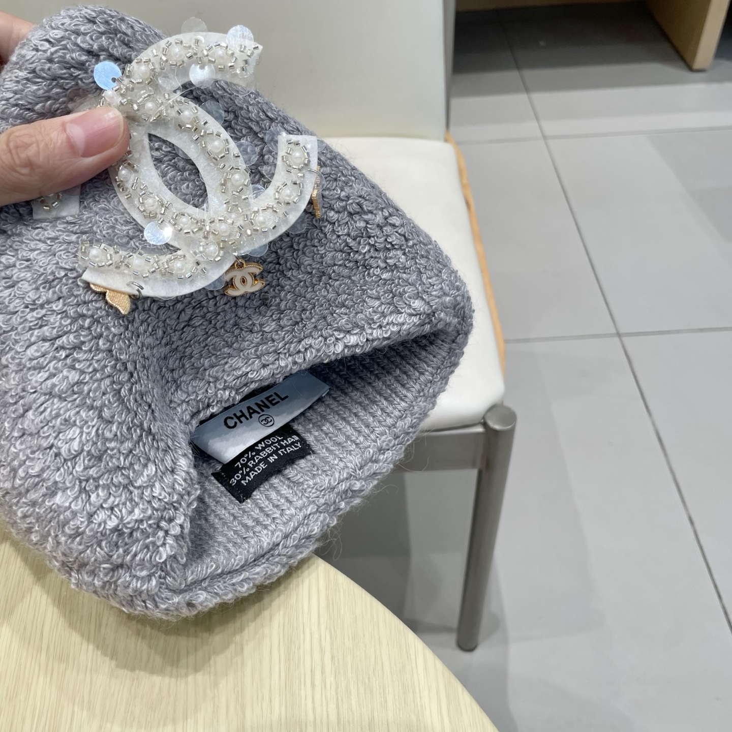  chanel香奈儿高品质50兔毛，50羊毛毛线帽甜美减龄针织帽加大显脸小保暖套头帽冬帽