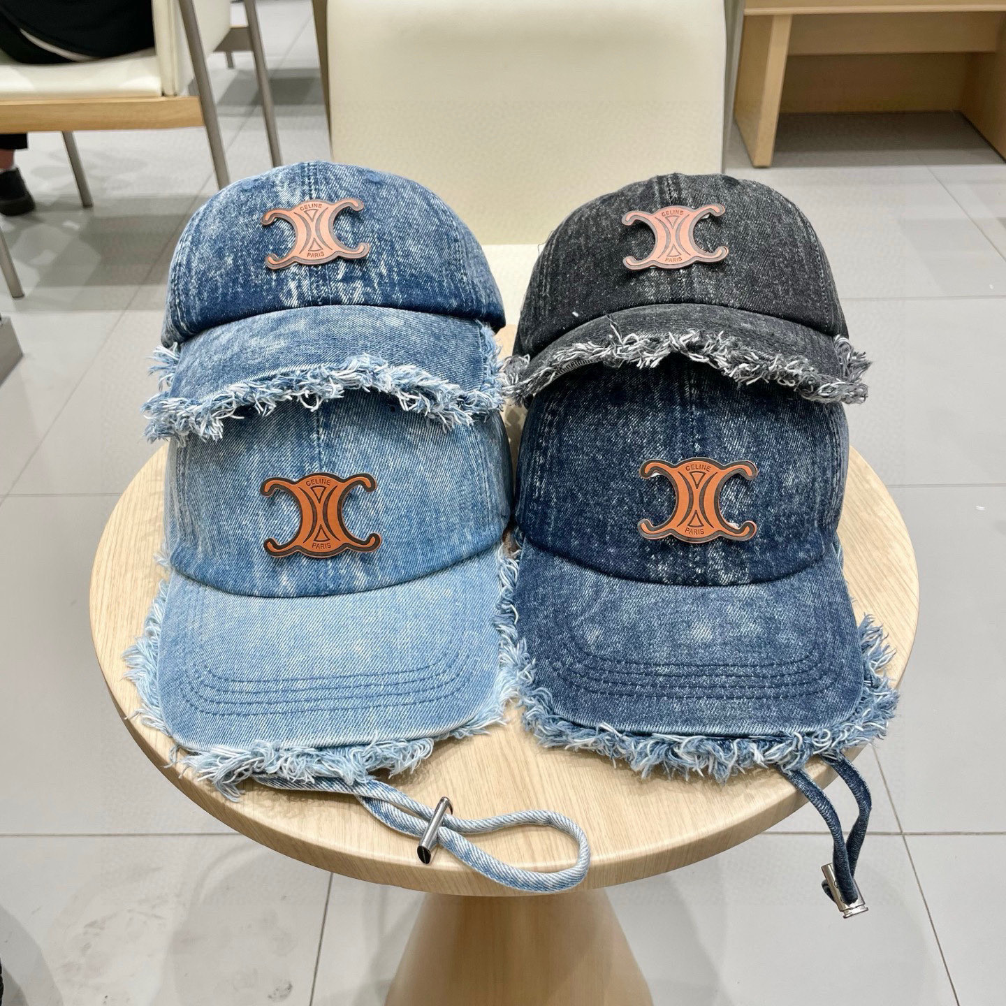  塞琳celine牛仔鸭舌帽子女洗水做旧毛边棒球帽时尚个性百搭帽子男