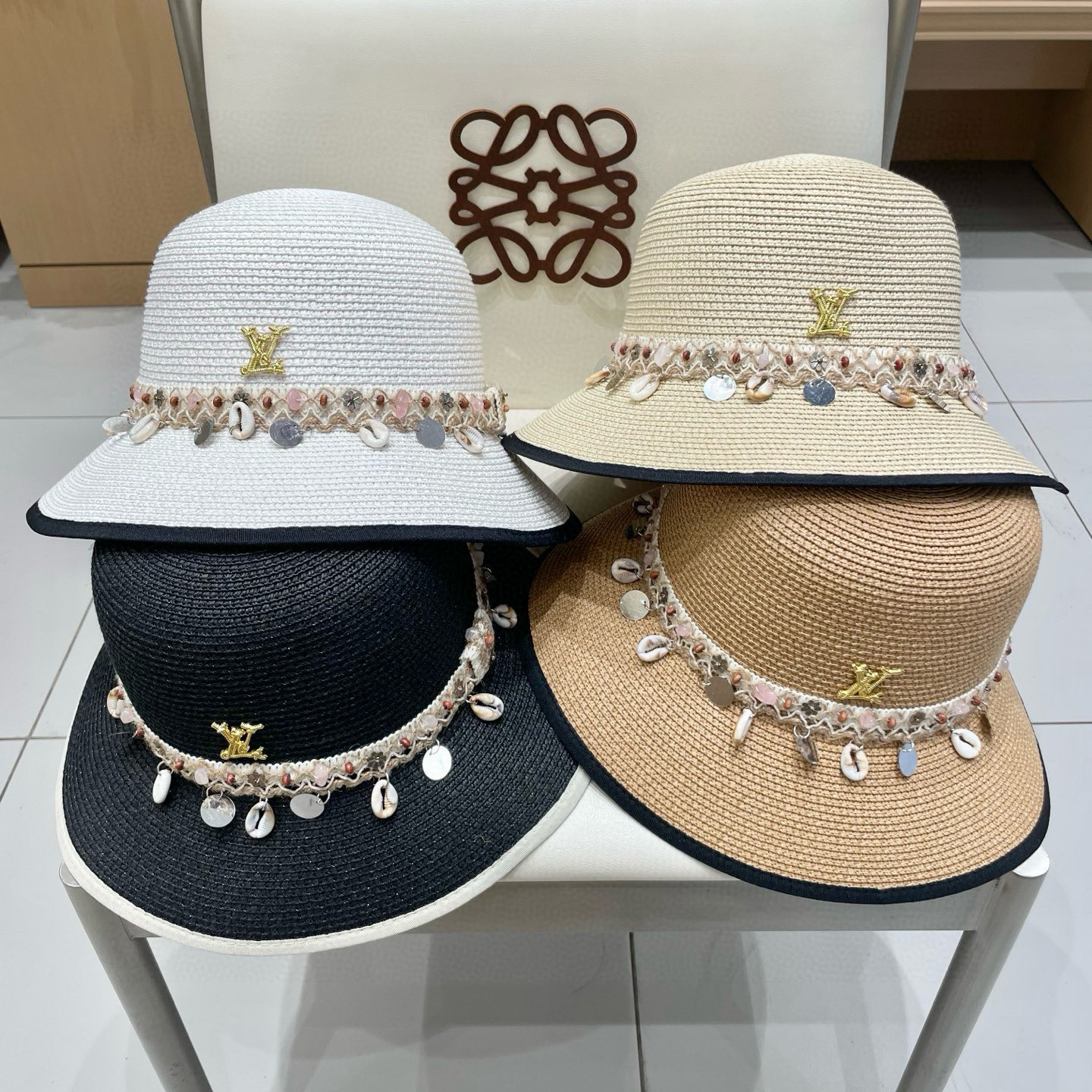  🧢路易威登棒球帽 LouisVuitton😍度假风草帽女夏2025新款女式太阳帽大檐时尚出游防晒沙滩遮