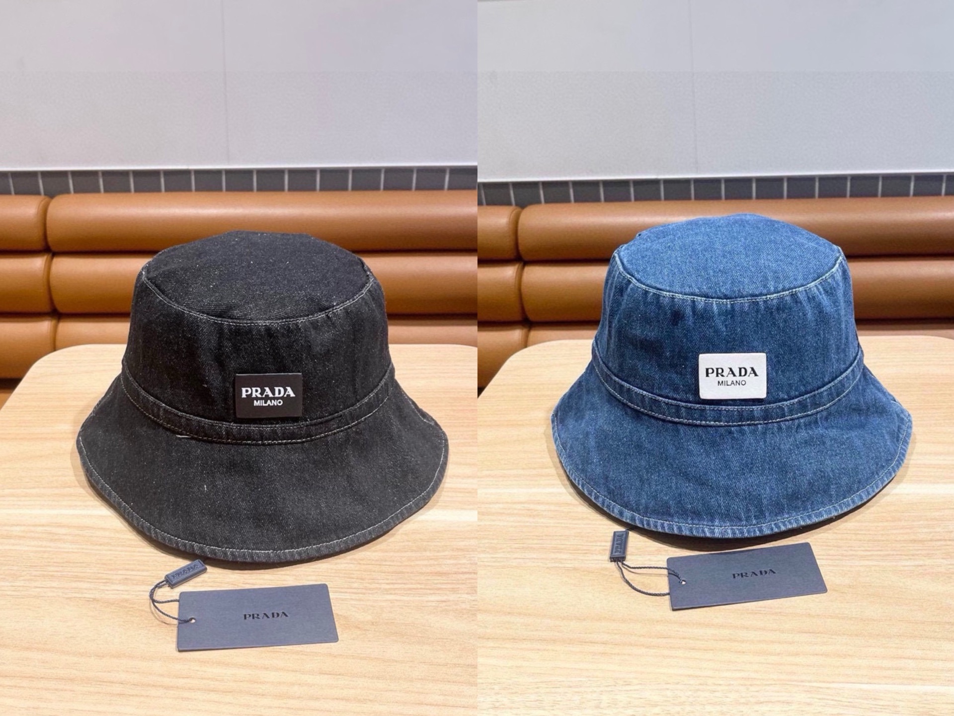  Pr@da 普拉达牛仔布三角渔夫帽
洗水牛仔色，秀场同款，面料柔软舒适
百搭休闲款，闭眼入！