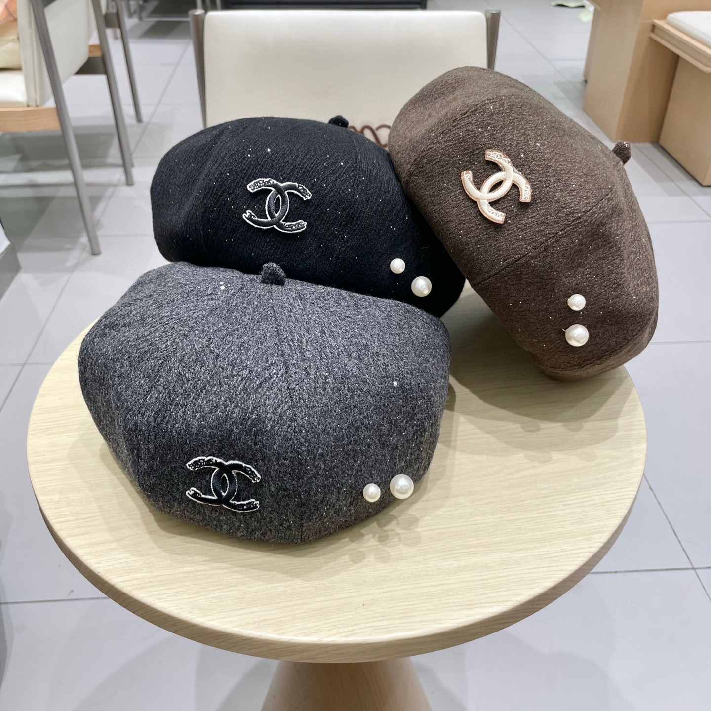  chanel香奈儿珍珠气质贝雷帽女秋冬款透气百搭复古时尚画家帽