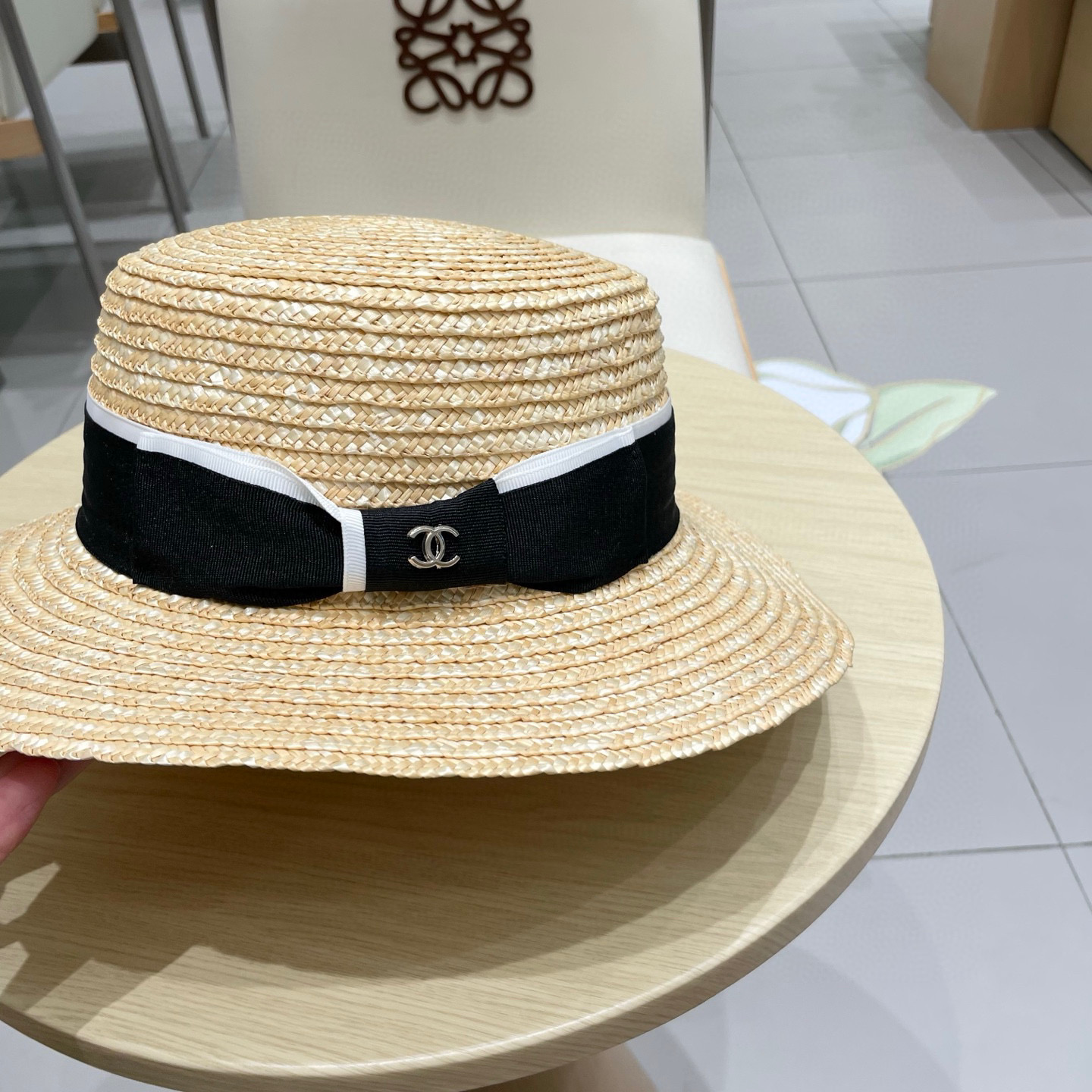  chanel香奈儿麦秆草帽平顶沙滩夏天海边出游防晒遮阳帽夏季百搭时尚度假渔夫帽